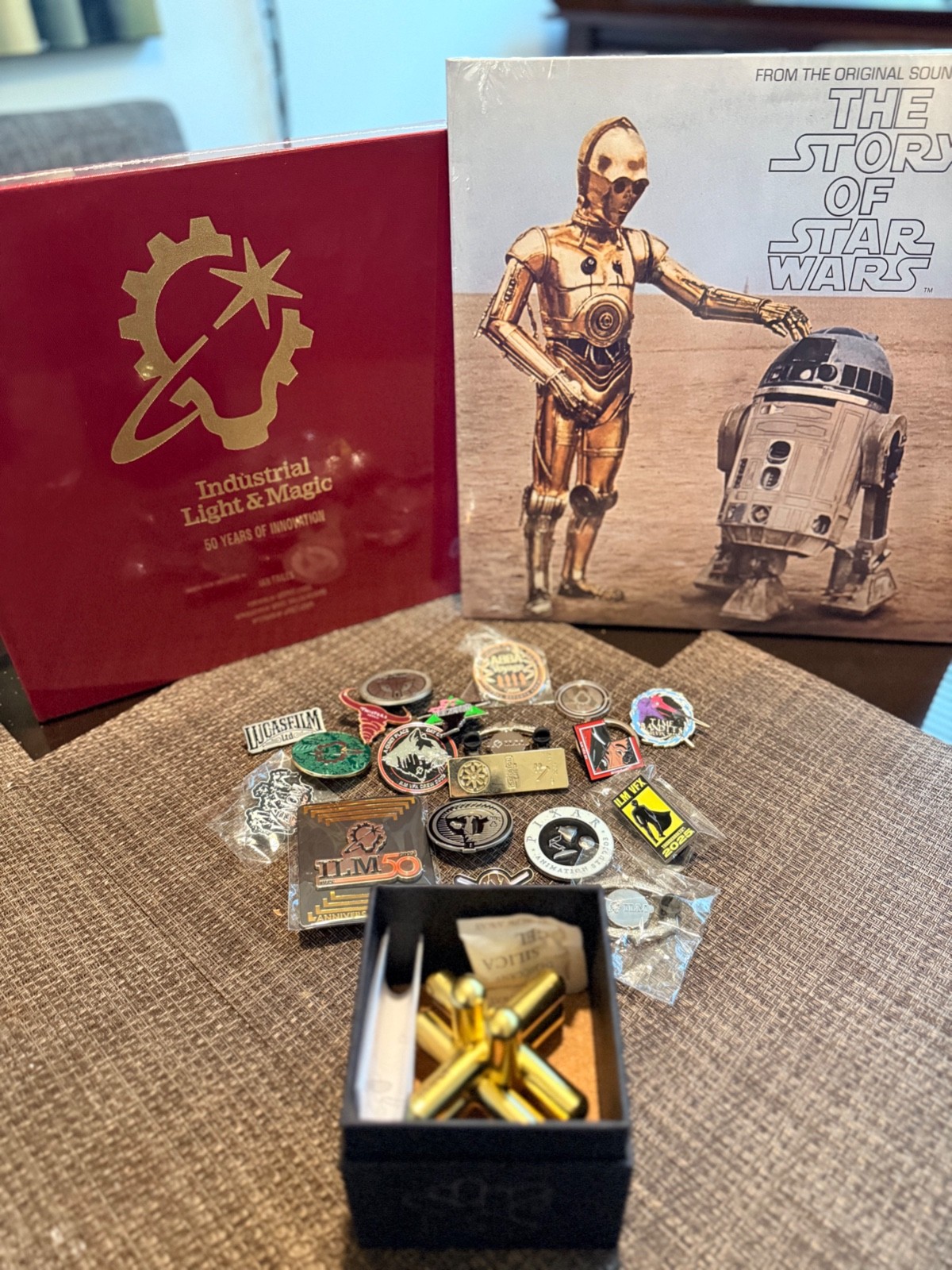Authentic Disney Pins and Puzzle + 50th anniversary Book of ILM + Vinyl Record 