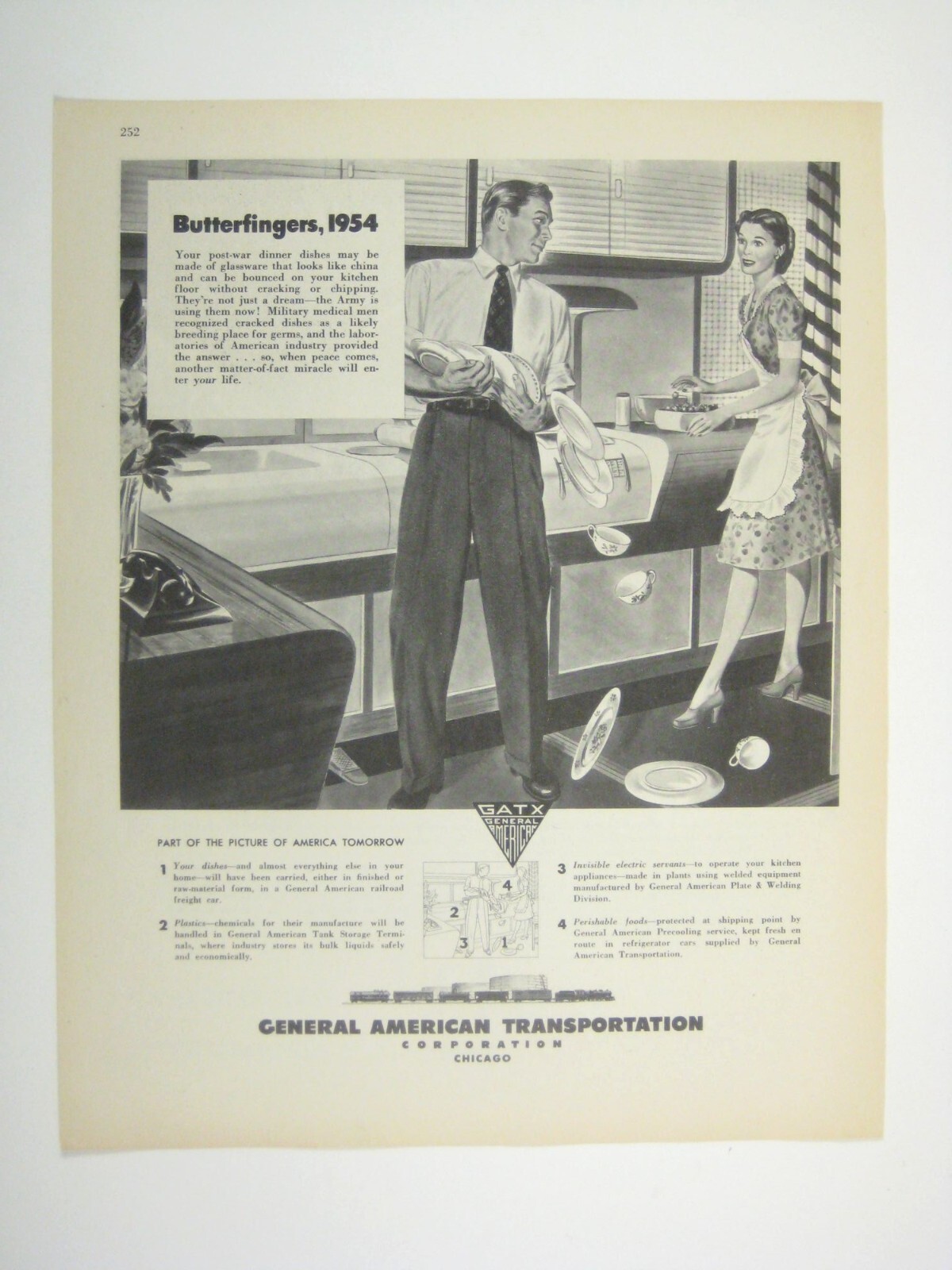 Vintage 1944 Ad General American Butterfingers 1954 Print Housewife Kitchen MOD