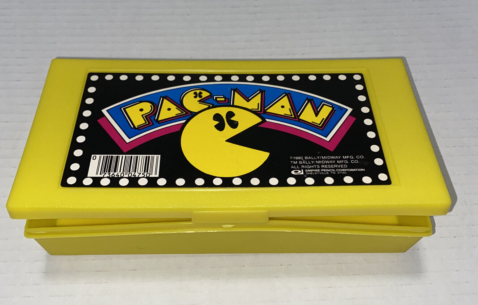 Vintage 1980s Pac Man School Pencil Case Empire Bally Midway USA Shelbyville TN