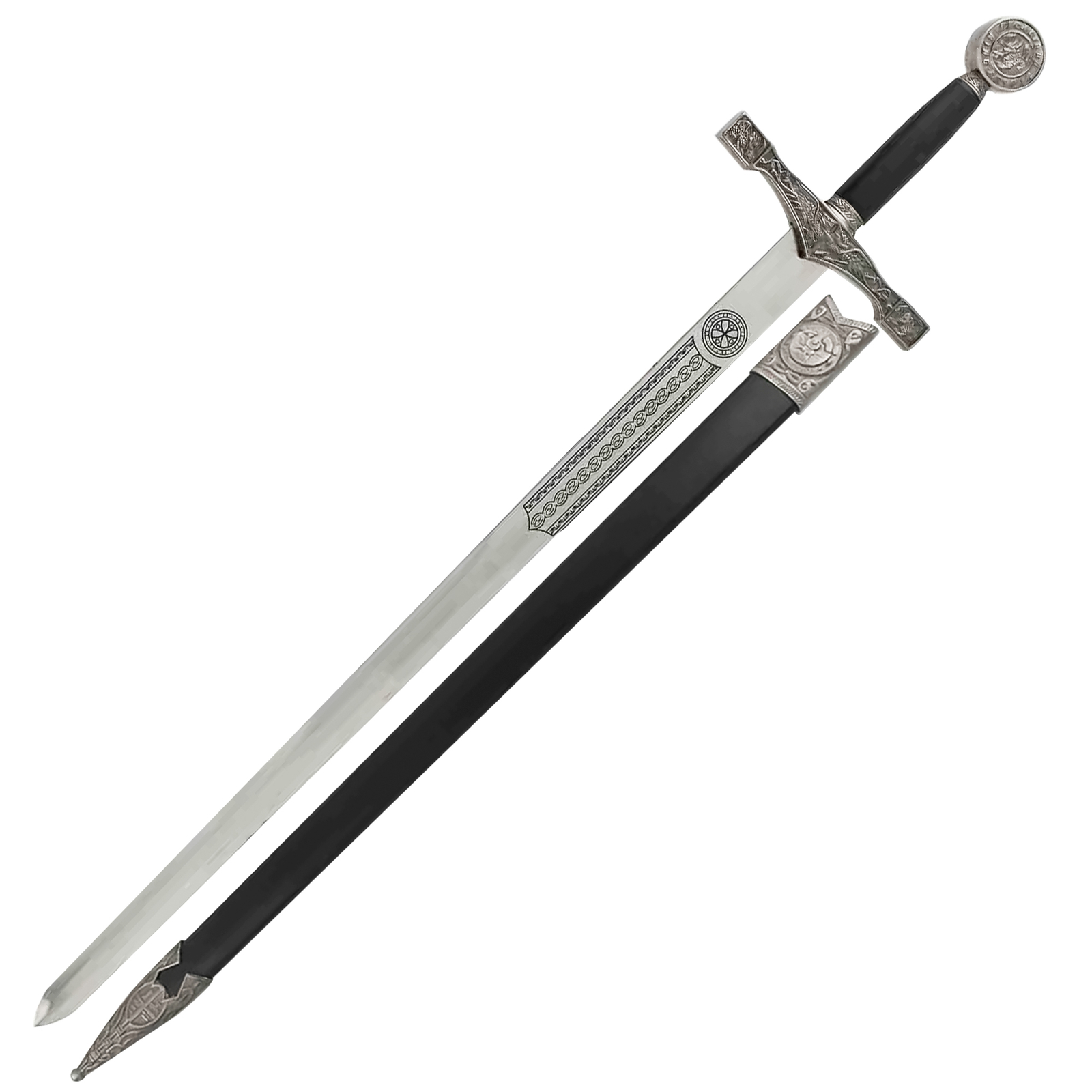 King Arthur Excalibur Longsword - Replica Medieval Knights Sword Silver