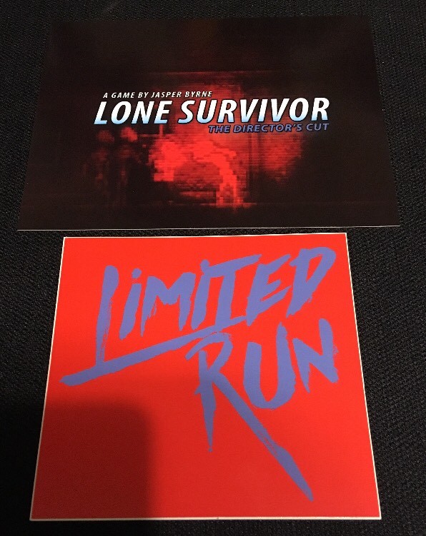 Lone Survivor Director's Cut Limited Run Games Post Card + Sticker - Rare Lot