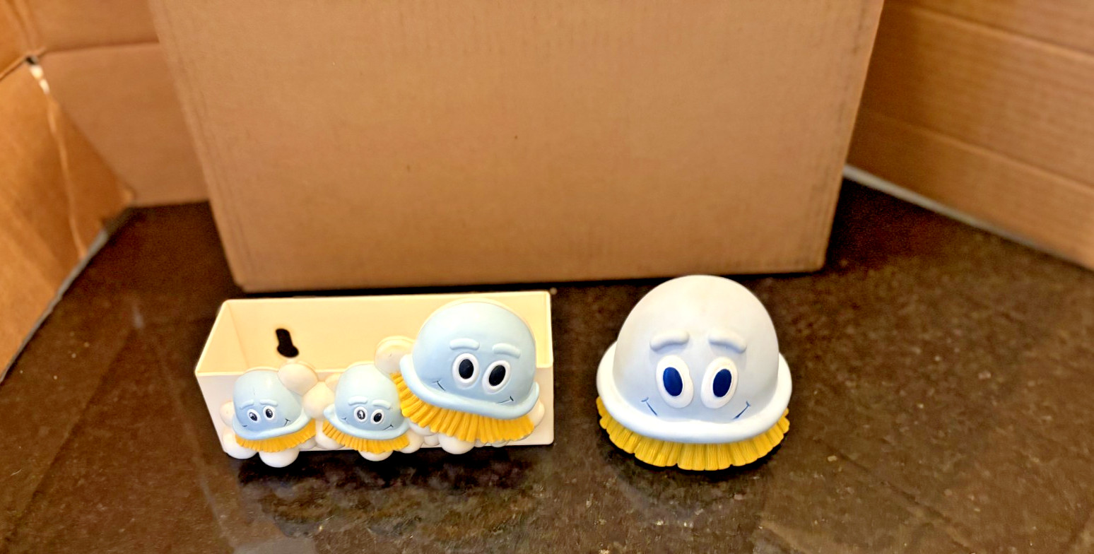 Vintage 1989 Scrubbing Bubbles Scrub Brush Advertising Promo Cleaner and Holder