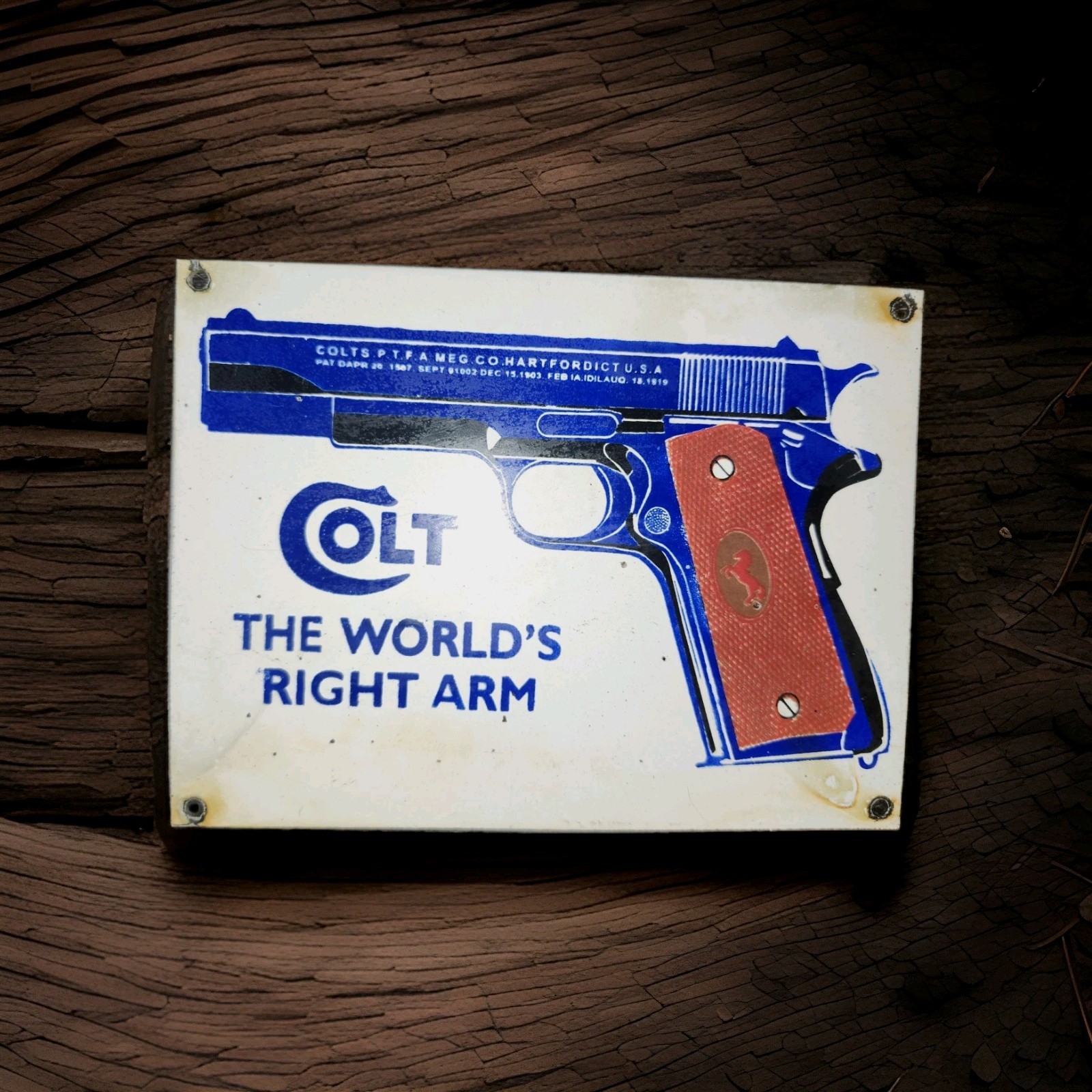 Vintage Colt Revolver Porcelain Sign Gun Pistol Winchester Smith Wesson Gas Oil 