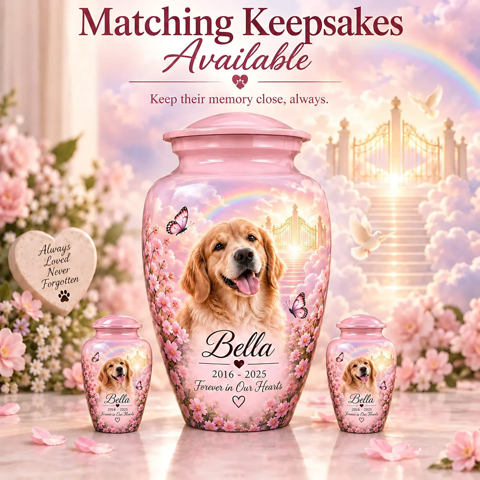 Pet Urn with Photo Personalized Dog 10 + 3 inch  ship by fedex Fast shipping