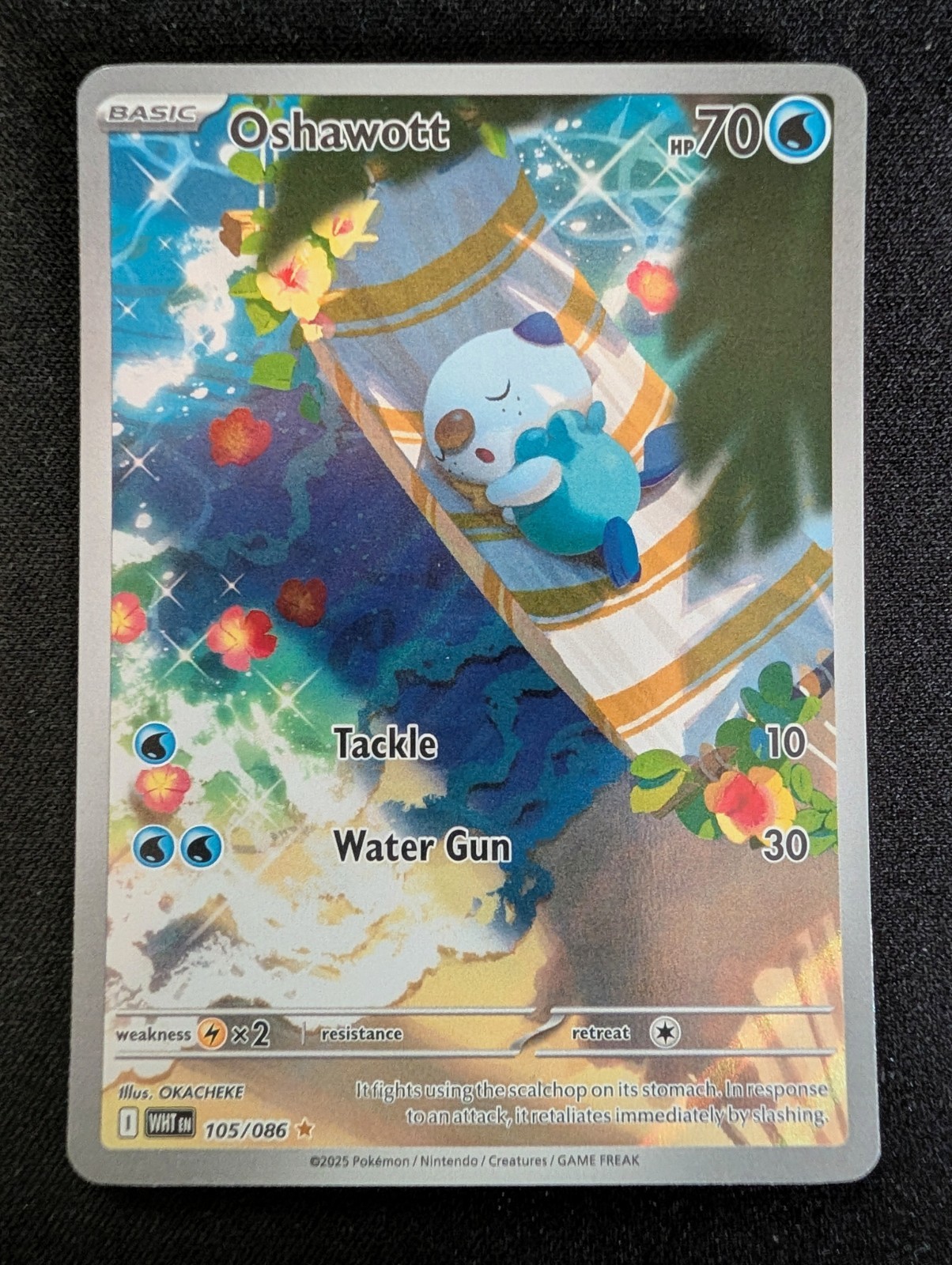 Pokémon TCG Oshawott Illustration Rare White Flare Card 105/086