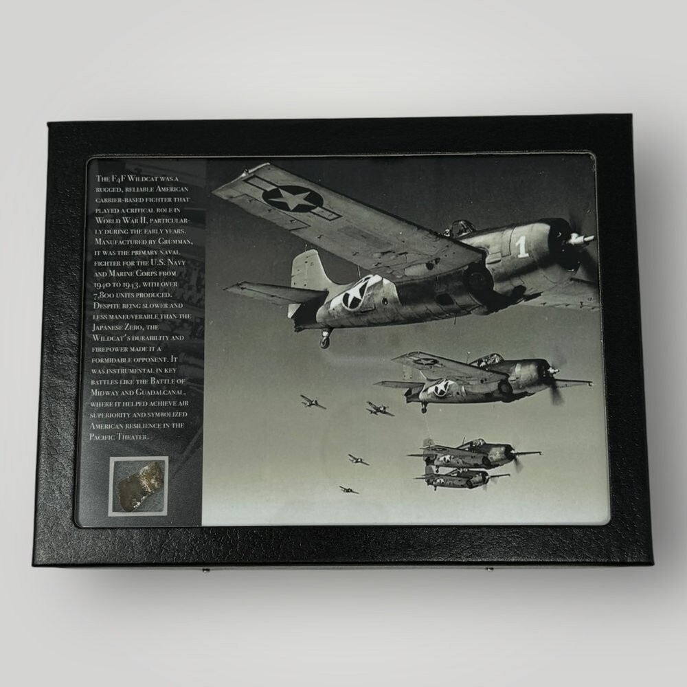 RARE WWII Grumman F4F Wildcat Aircraft Metal Guadalcanal Mission Flown Display