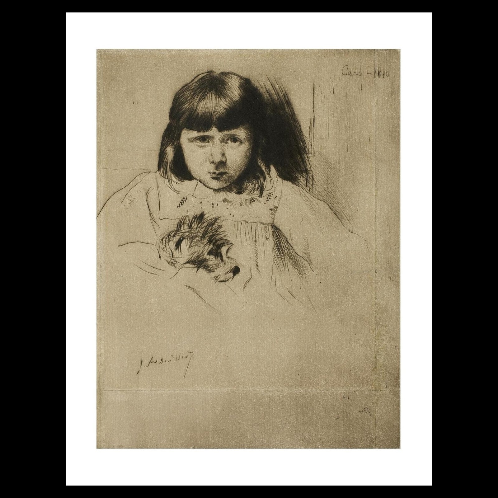 Julian Alden Weir - Caro (1890) Art Card Print