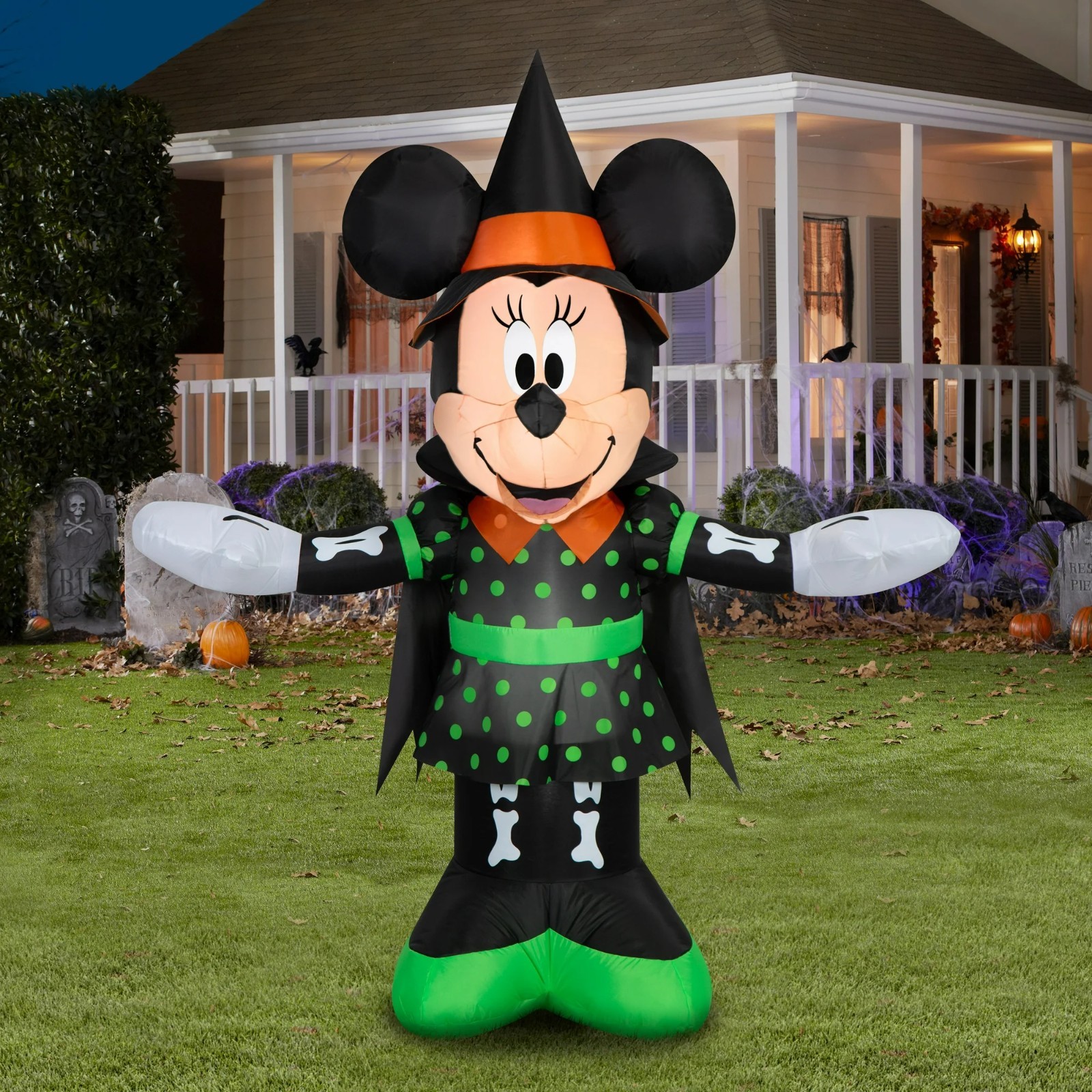 Gemmy Disney 5 Ft Minnie Mouse in Dress Witch Halloween Airblown Inflatable New