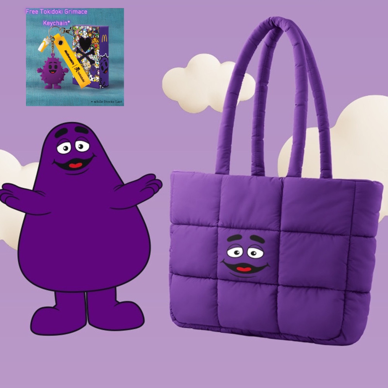 McDonald's Grimace Padding Bag Padded Shoulder Bag Fits a 15