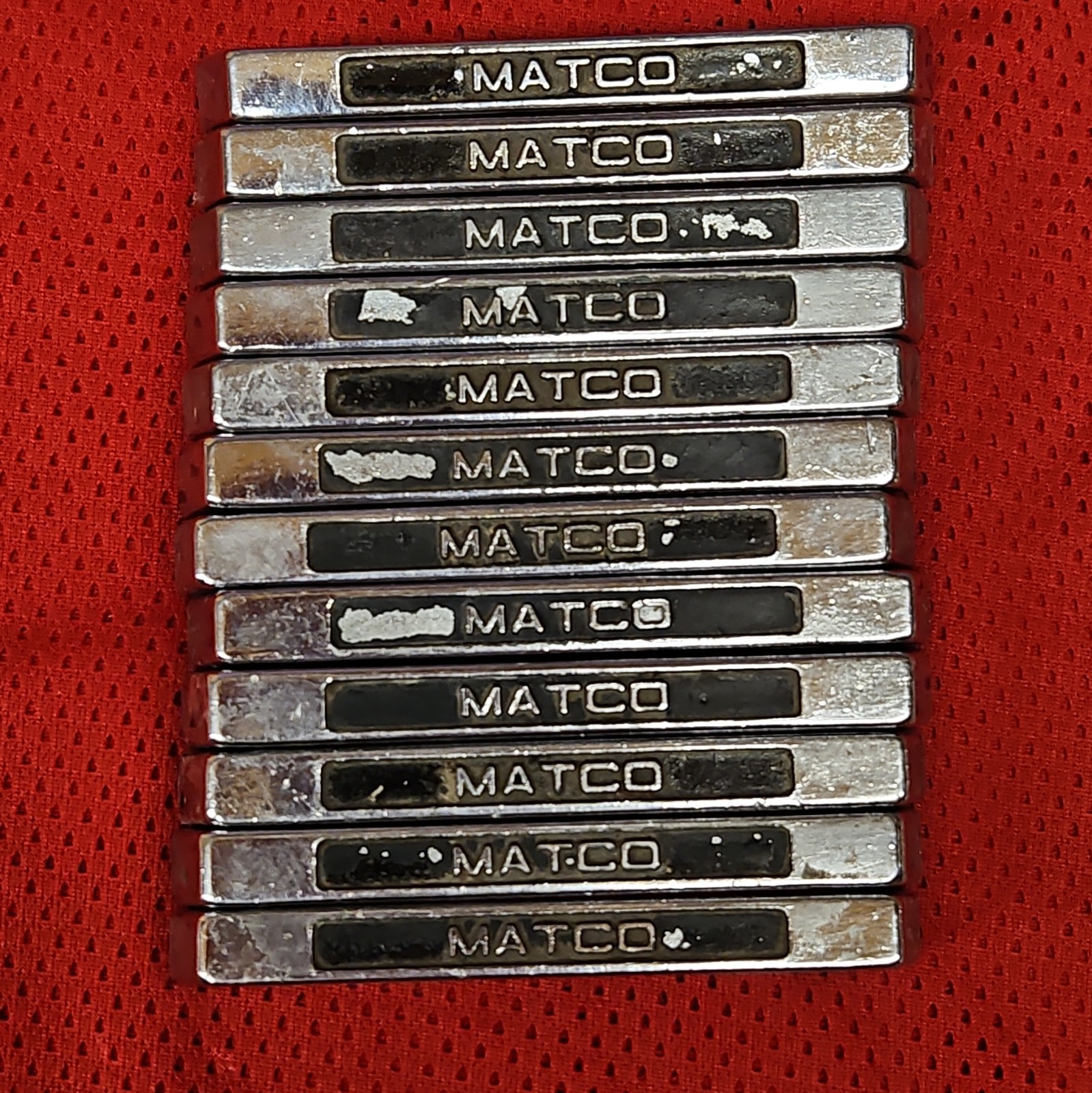 12 Vtg. MATCO Box Drawer Handle Screws, Square Frame 4” Long 1” Deep