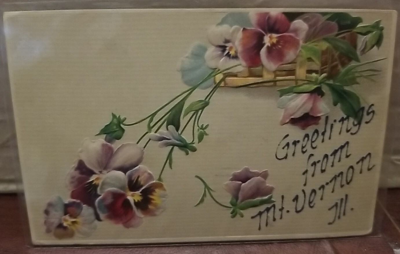 MT. VERNON IL GLITTER GREETINGS FROM C 1909 ILLINOIS 