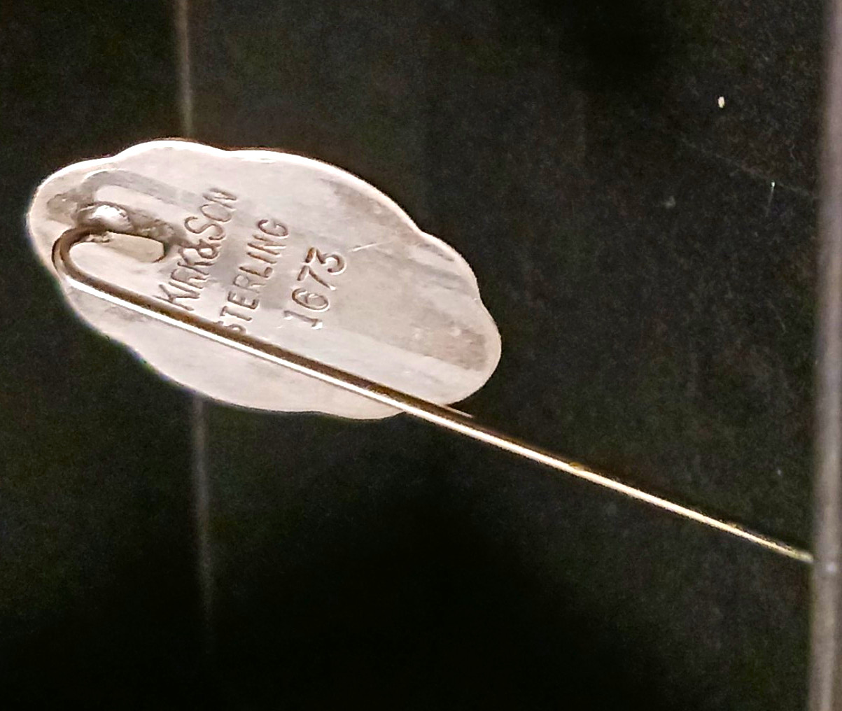 Kirk & Son Sterling Antique Floral Oval  Hatpin Stick Pin #1673 Add Your Initial