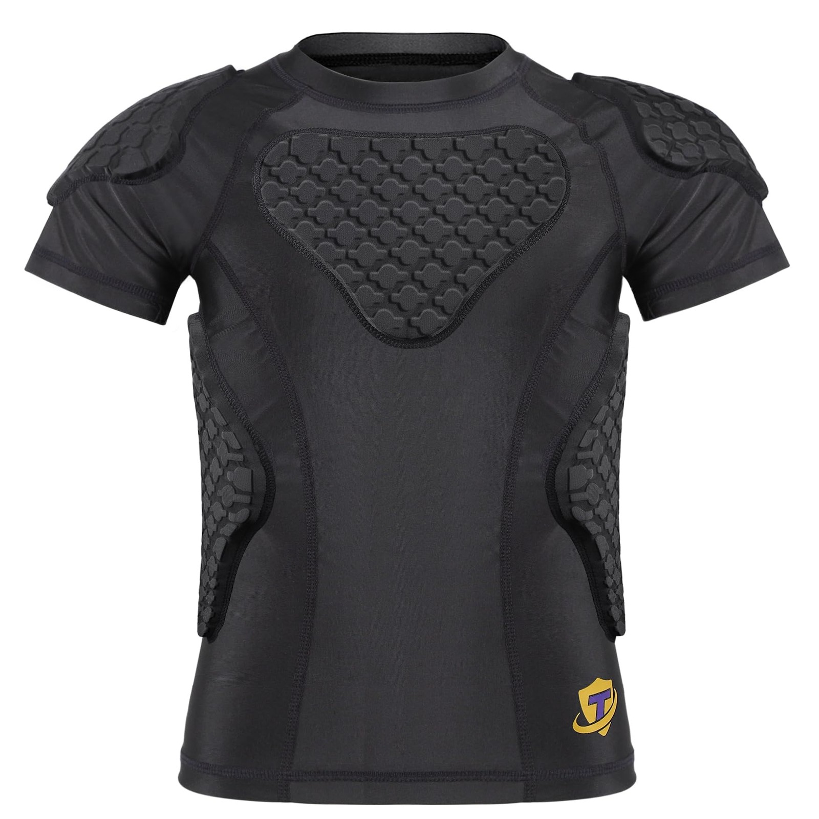 TUOY Youth Boys Football Padded Compression Shirt Padded Football Rib Chest