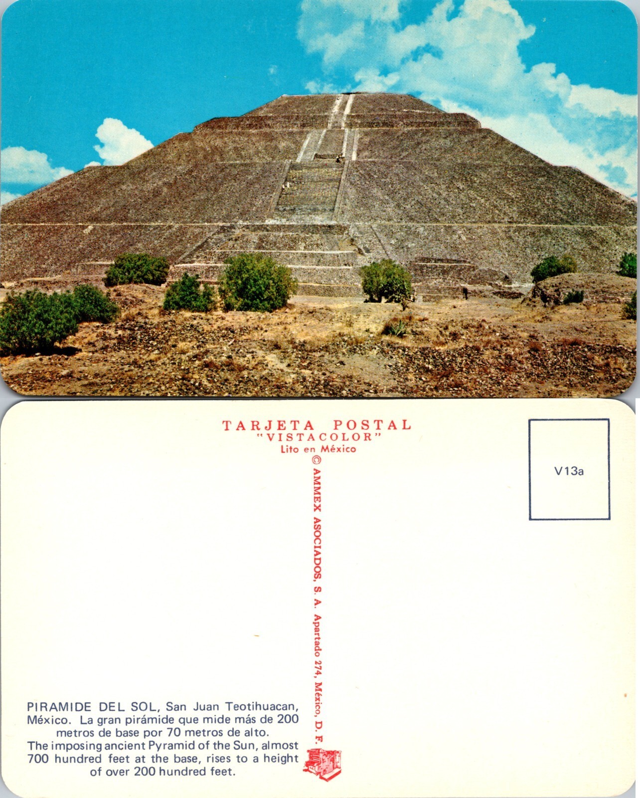 Pyramid of the Sun Teotihuacan San Juan Mexico Postcard