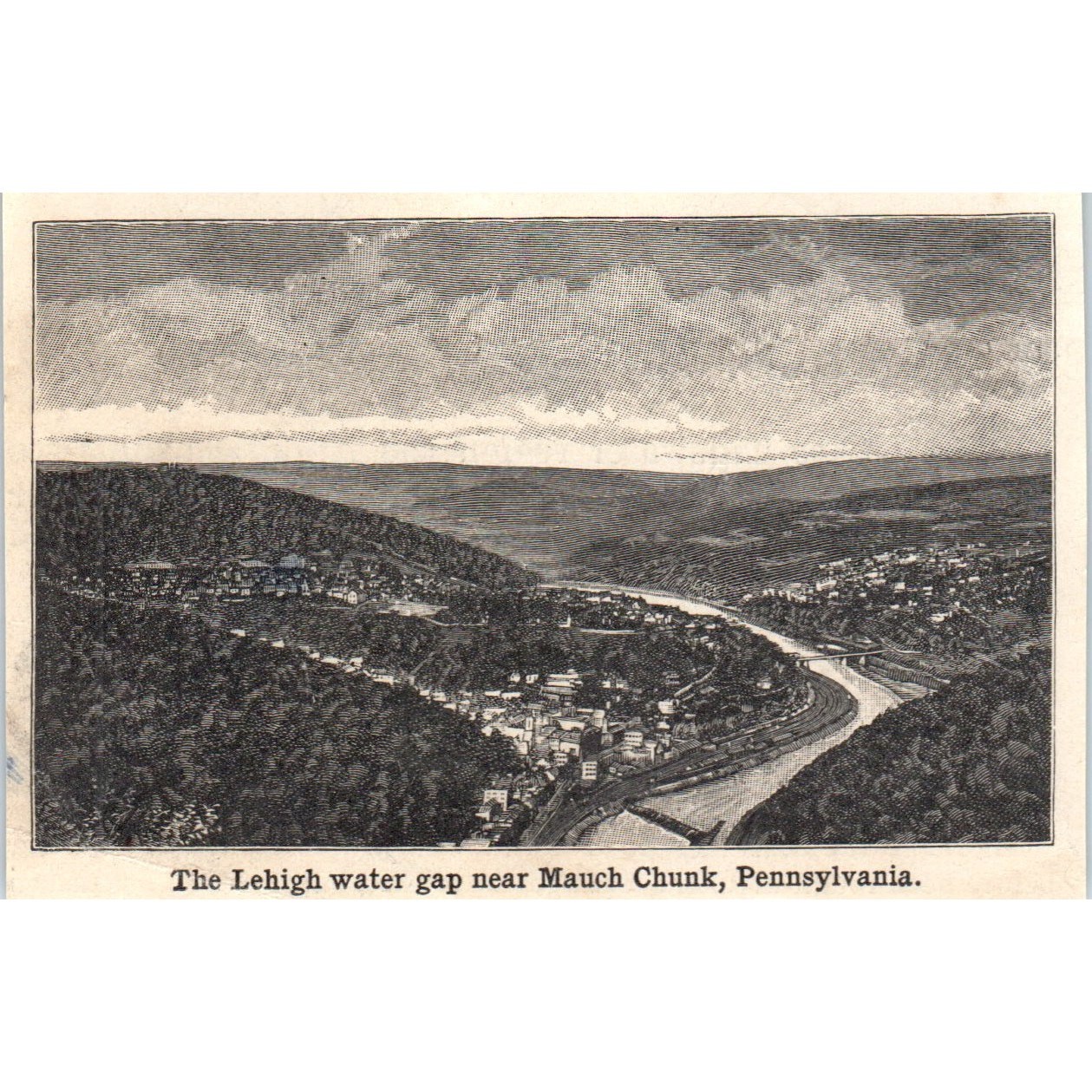 The Lehigh Water Gap Near Mauch Chunk PA 1901 Engraving AF2-P2