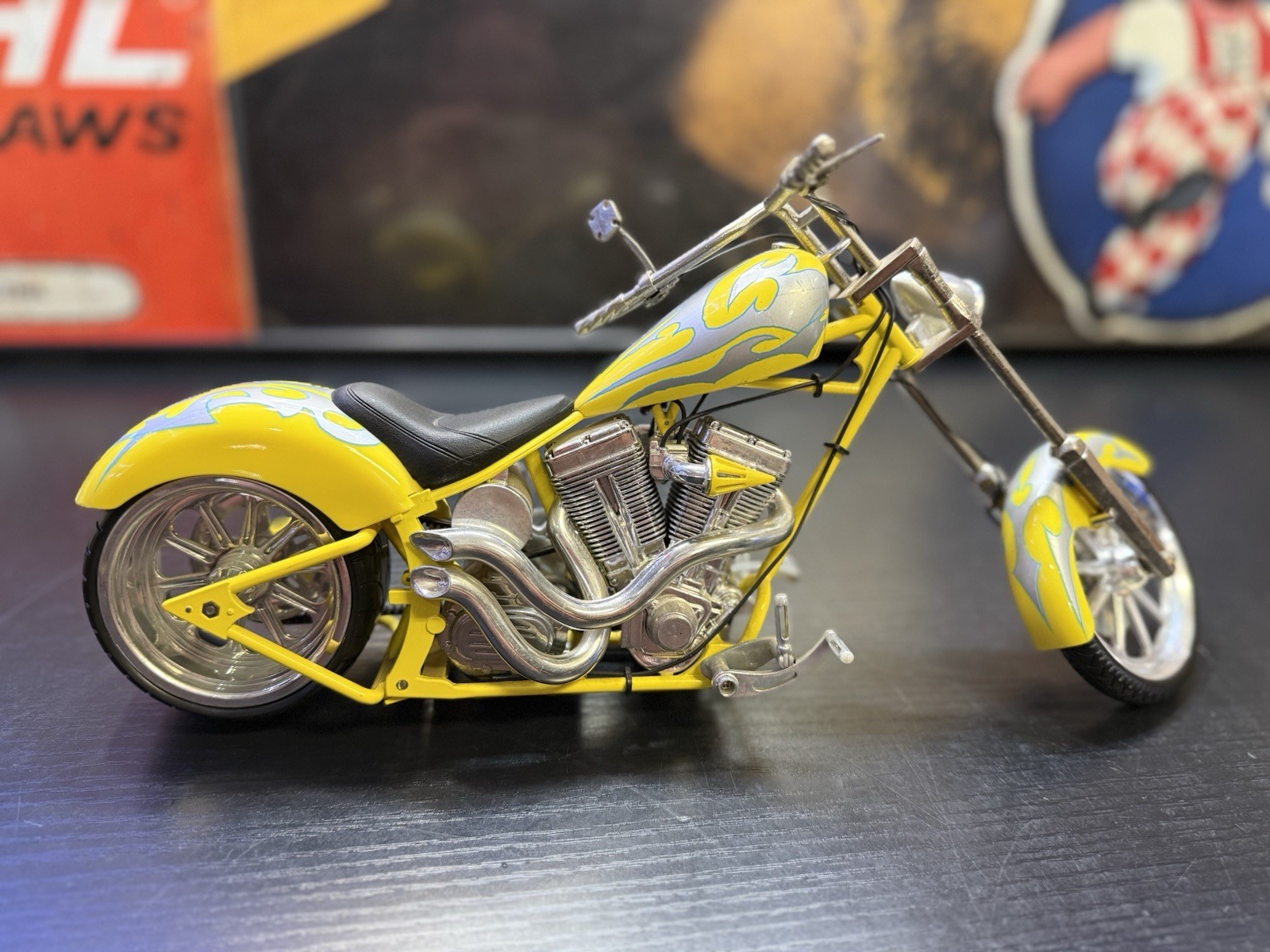 ORANGE COUNTY CHOPPERS OCC YELLOW & SILVER CHOPPER DIE CAST BIKE TOY ZONE