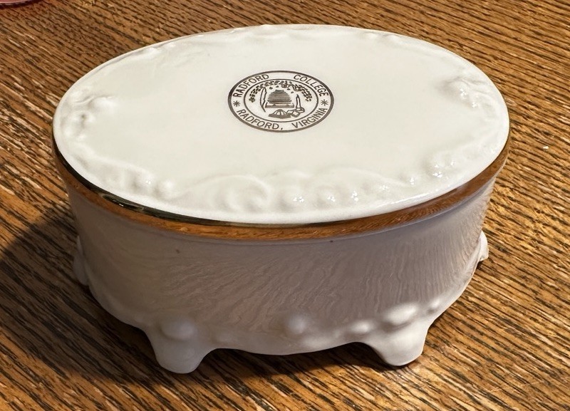 Vintage Radford College Virginia Footed Porcelain Trinket Box