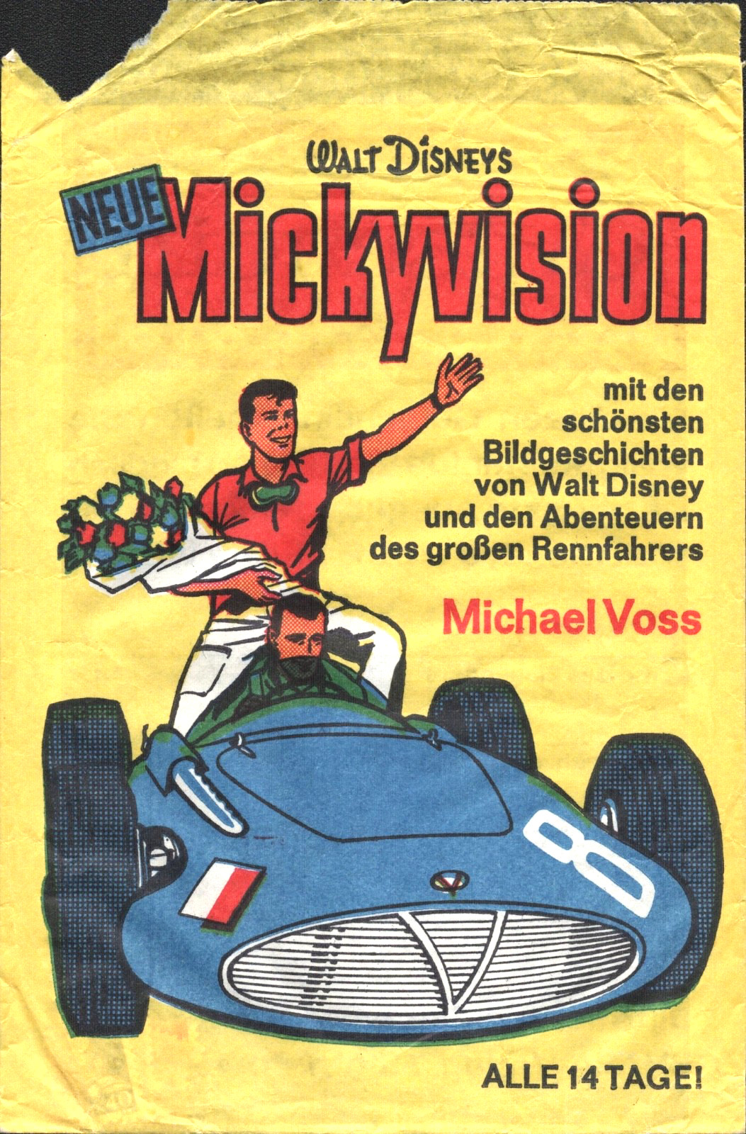 1965 German Disney Neue Mickyvision Vtg Promo Paper Bag Ephemera Ehapa Gutschein