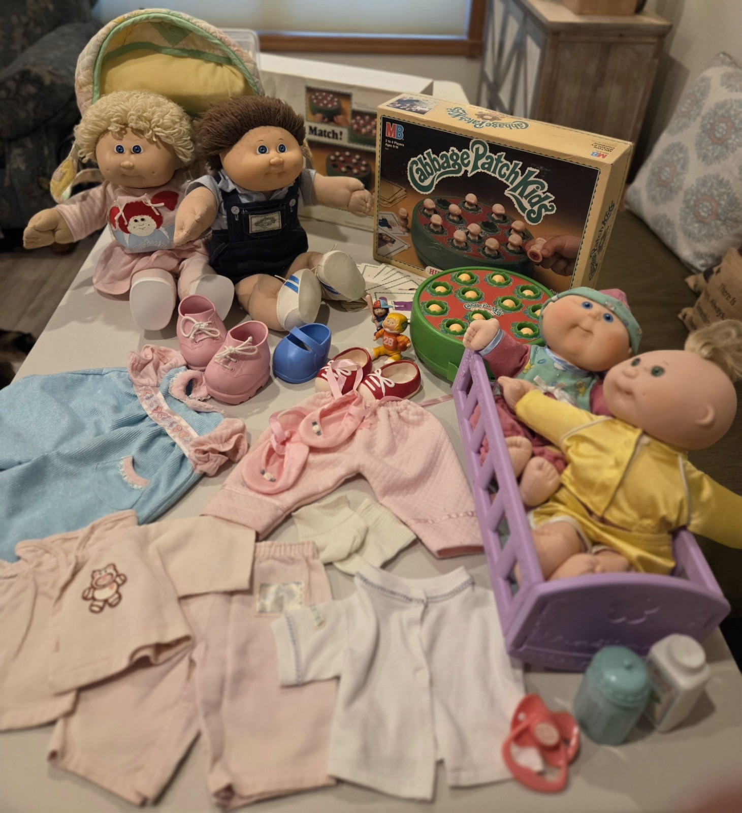 Vintage 1980s Cabbage Patch Kids Lot -  Dolls, Clothing, Accs. & 1984 Board Game