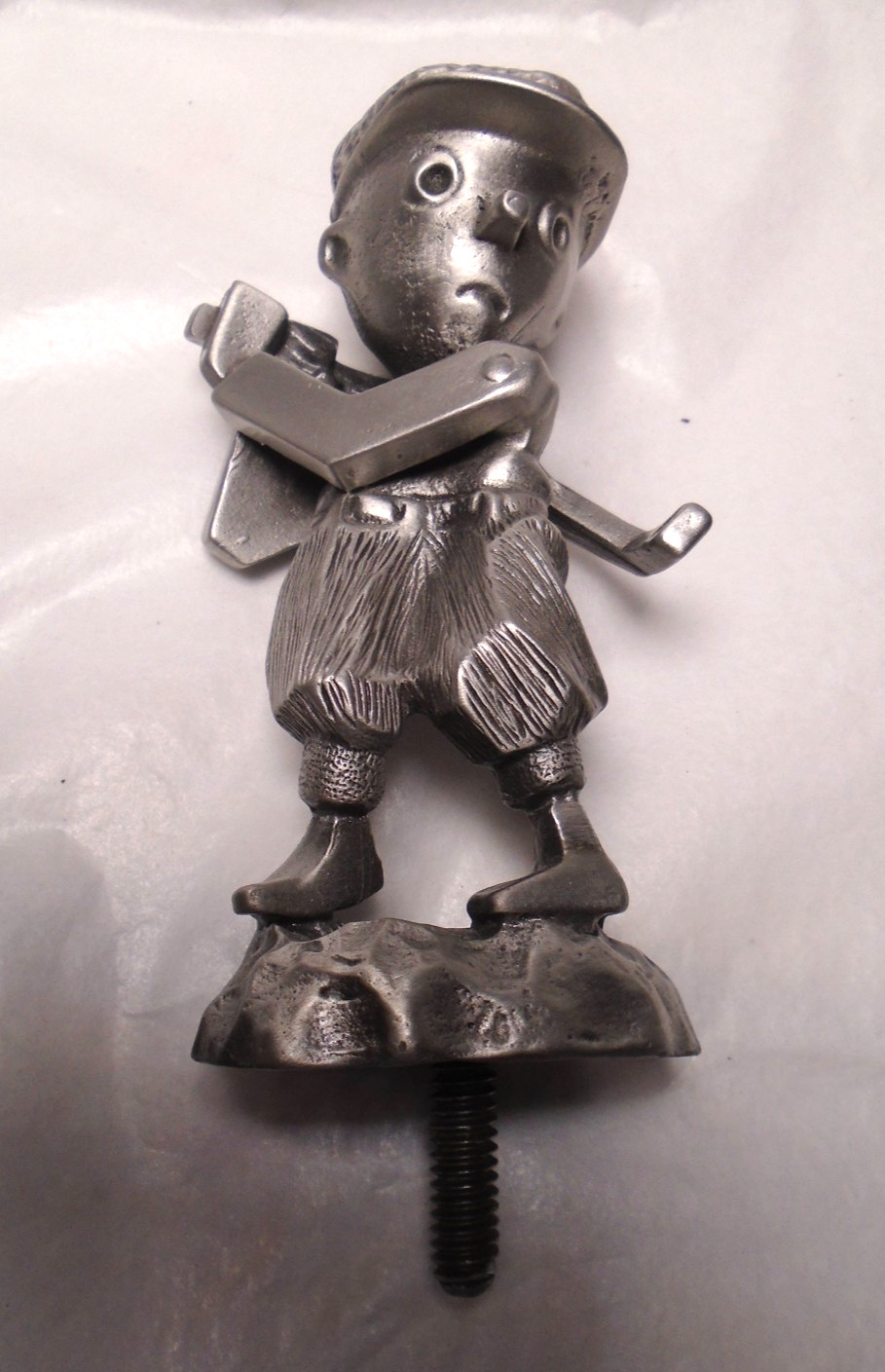 rare vintage golfer cubist style 1930's car hood ornament repro