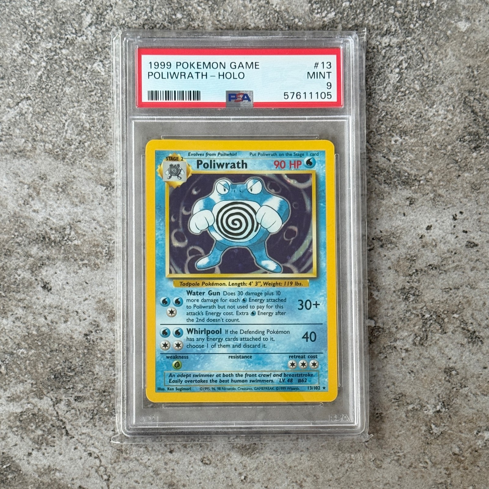 PSA 9 POLIWRATH #13 holo - Base Set 1999 Unlimited WOTC Pokemon Card