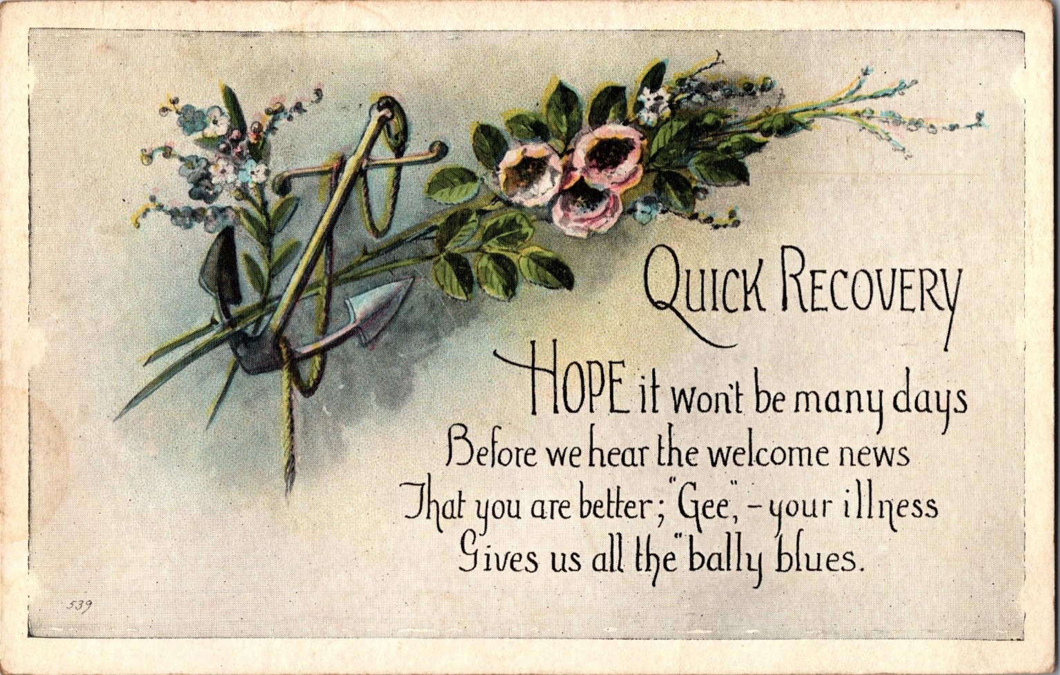 1930 Get Well Quick Recovery Postcard Hudson NY to Ohio Hospital Anchor Floral