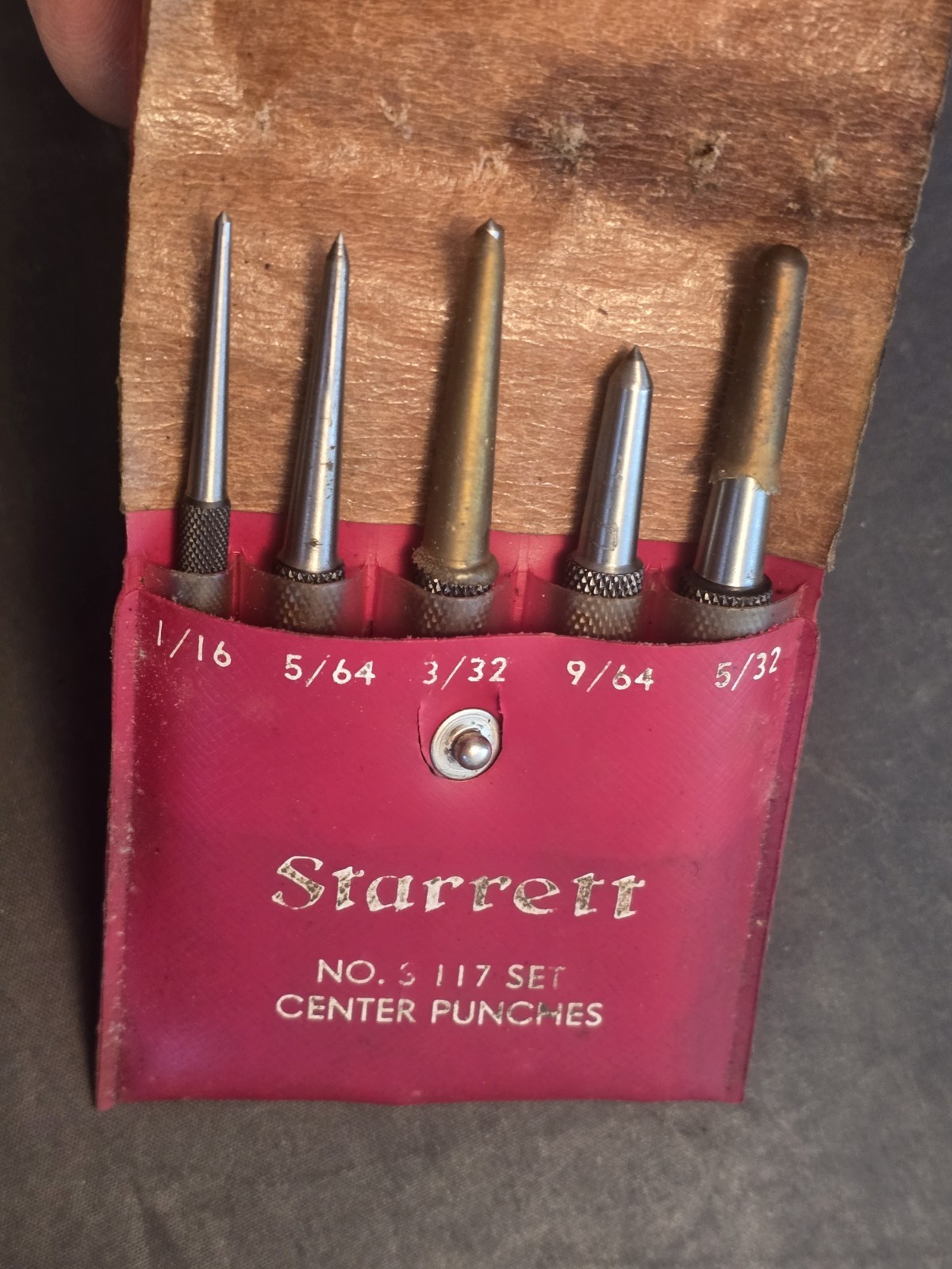 Starrett S-117 5pc Center Machinist Punch Set w/ Pouch