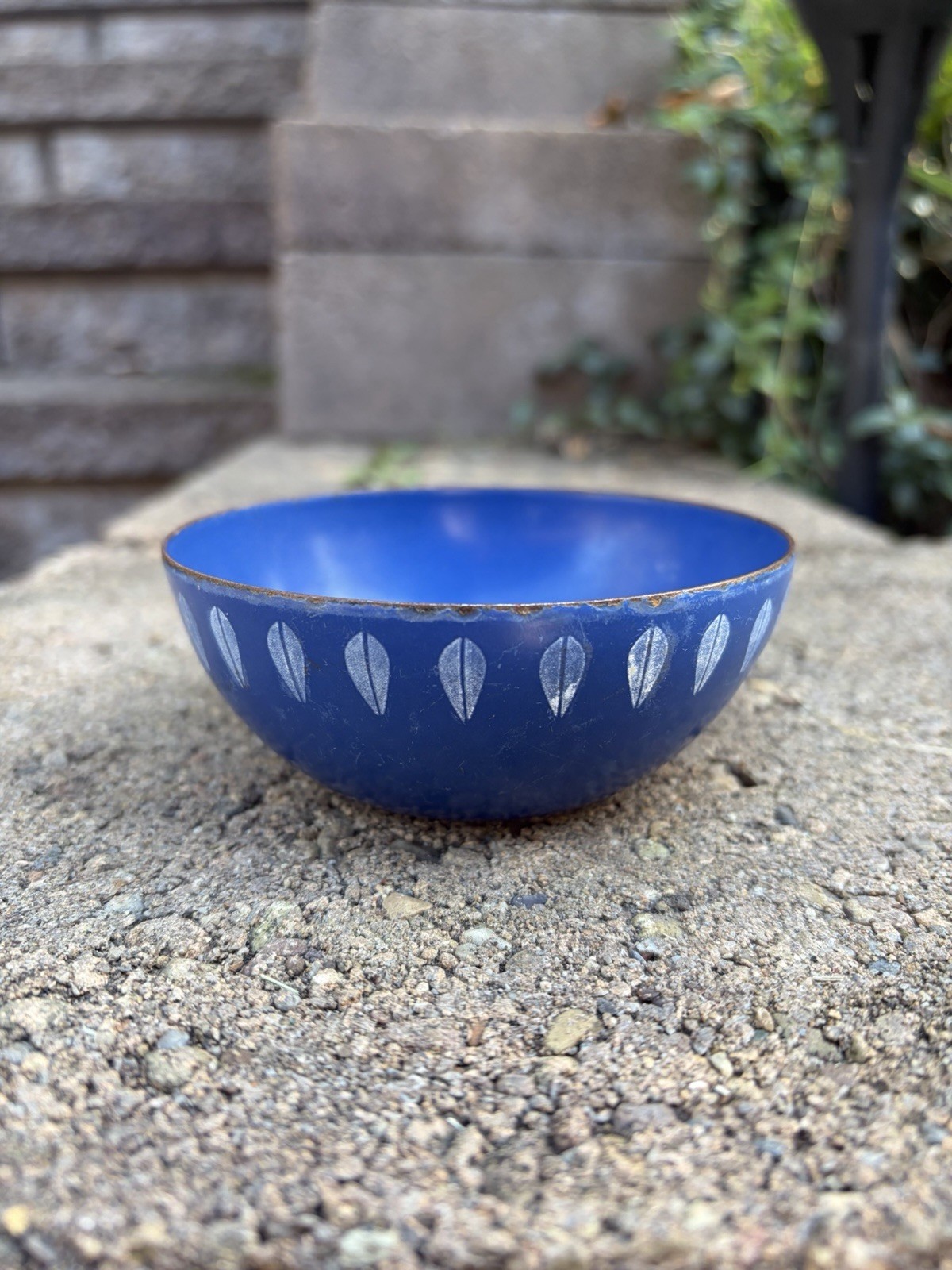 Vintage Blue Catherine Holm Enamelware Bowl Small White Lotus Catherineholm