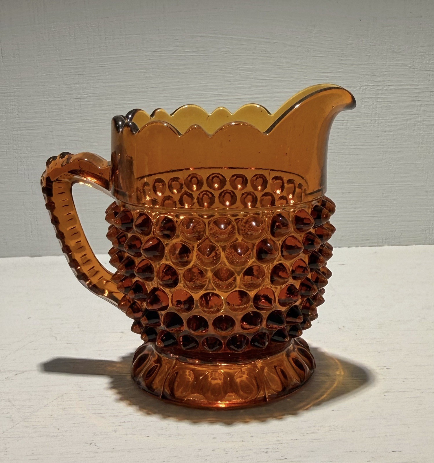 Doyle #150 Amber Hobnail Childs Creamer Toy Table Set EAPG Antique 1880s