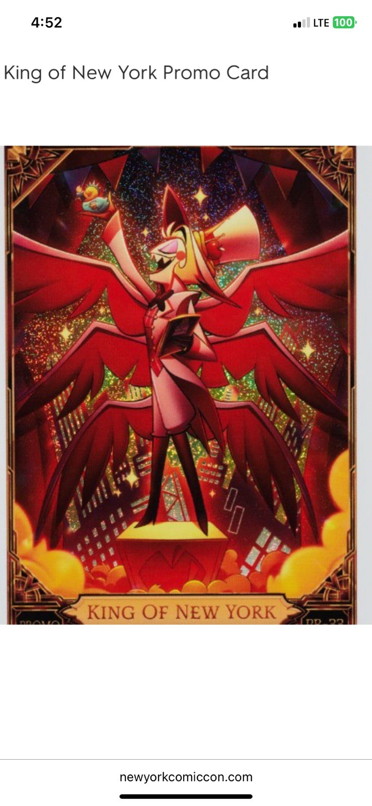 Hazbin Hotel Lucifer King of New York Promo Card New York Comic Con 2026 Presale