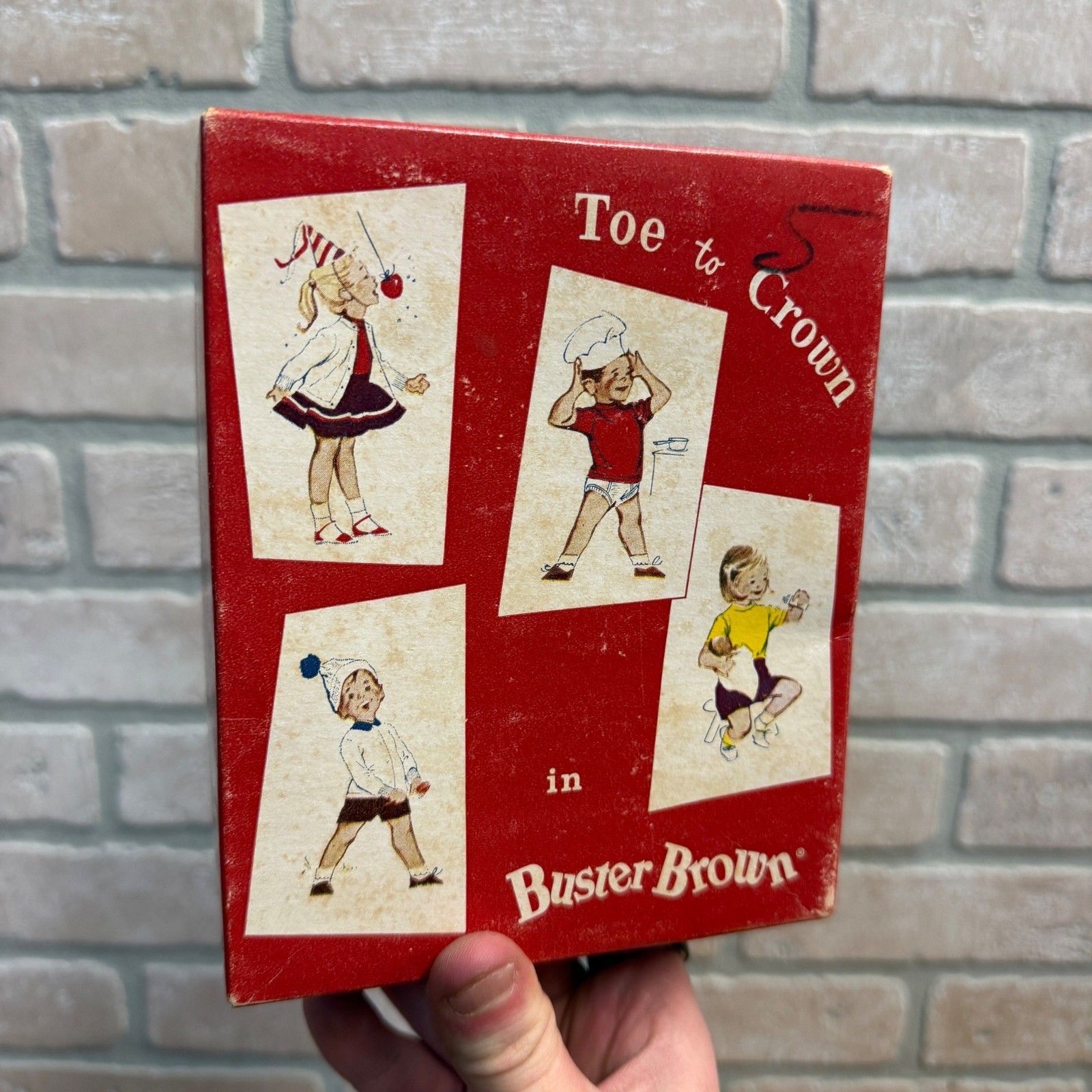 Vintage 1950s Buster Brown Child\'s Shoe EMPTY Advertising Box Toe to Crown
