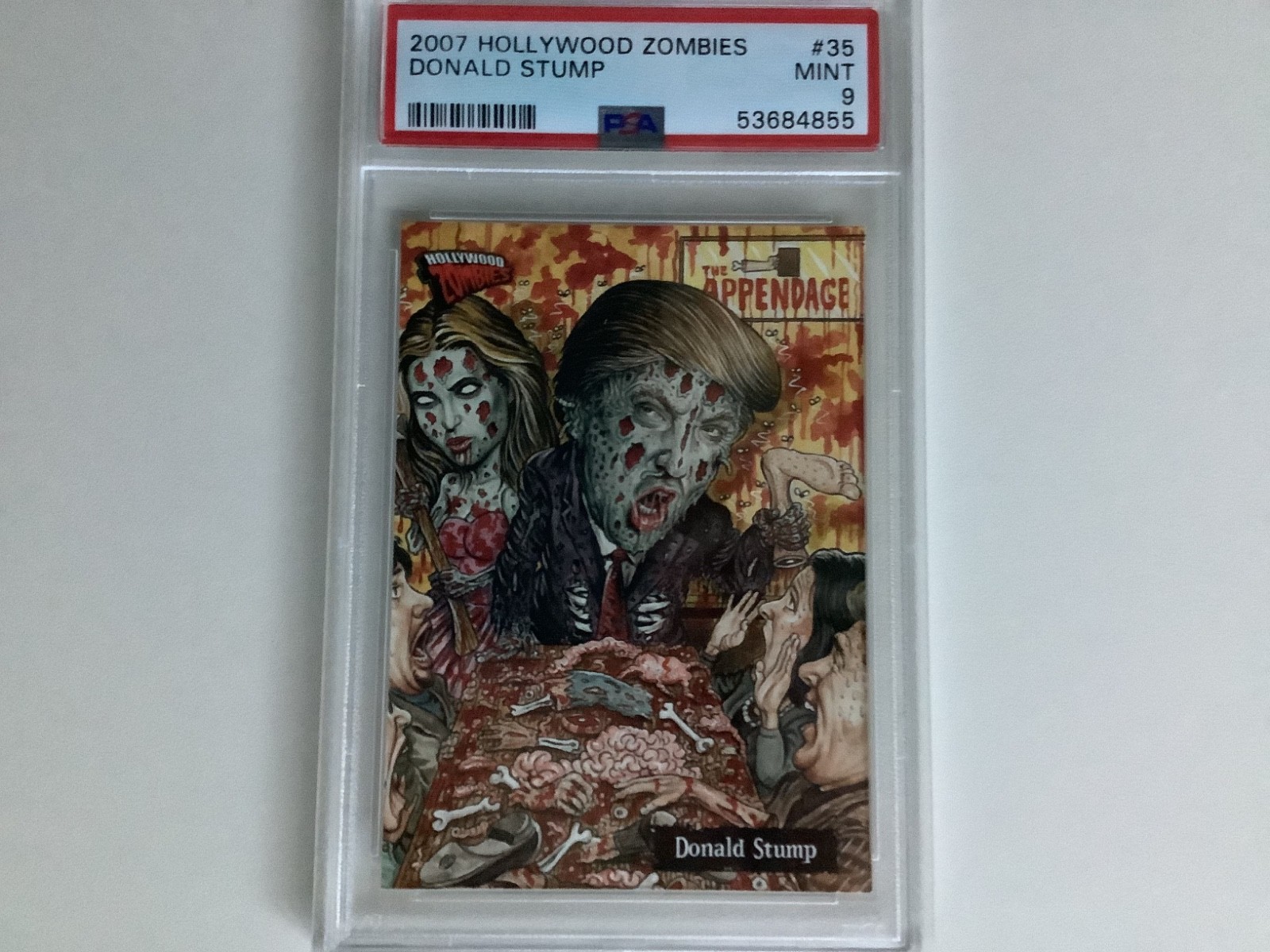 2007 TOPPS HOLLYWOOD ZOMBIES DONALD TRUMP, #35 GARBAGE PAIL KIDS IVANKA PSA 9