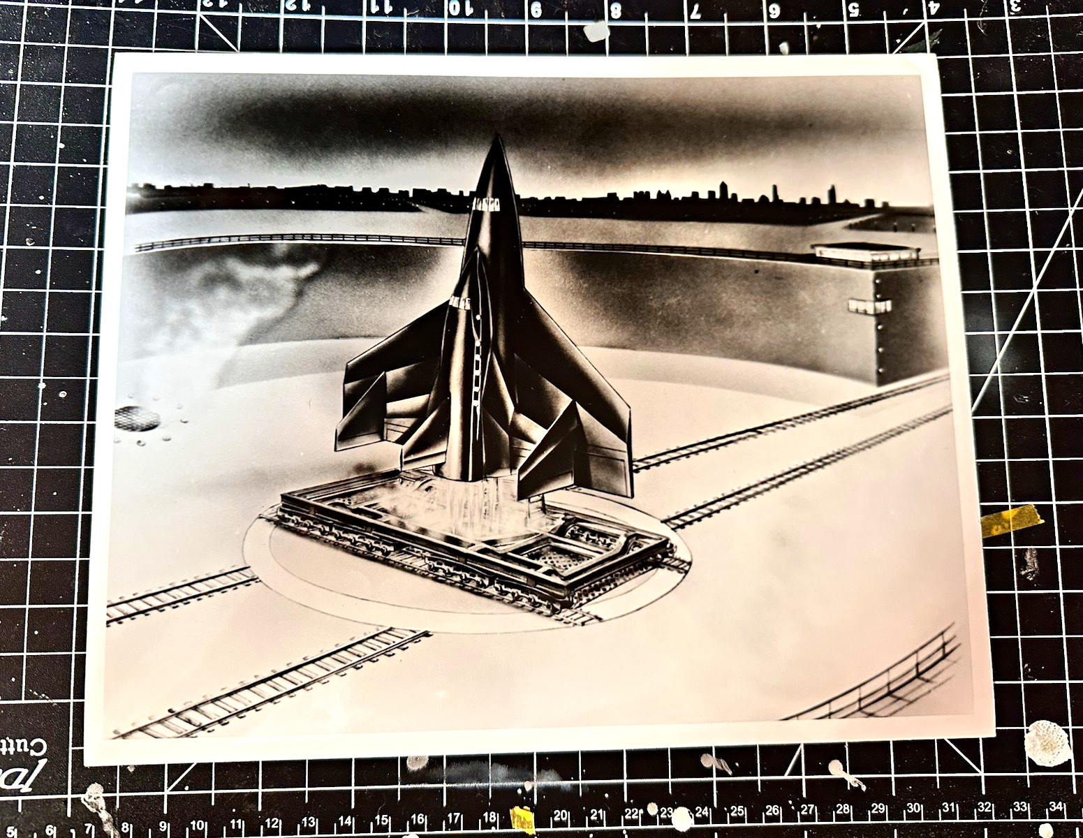 Compound Space Plane Concept Art - possibly Bell - circa 1960 - on photo paper