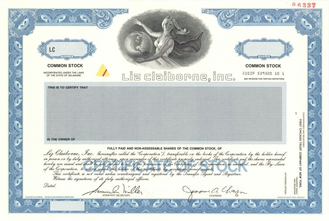 Liz Claiborne, Inc. - Specimen Stock Certificate - Specimen Stocks & Bonds