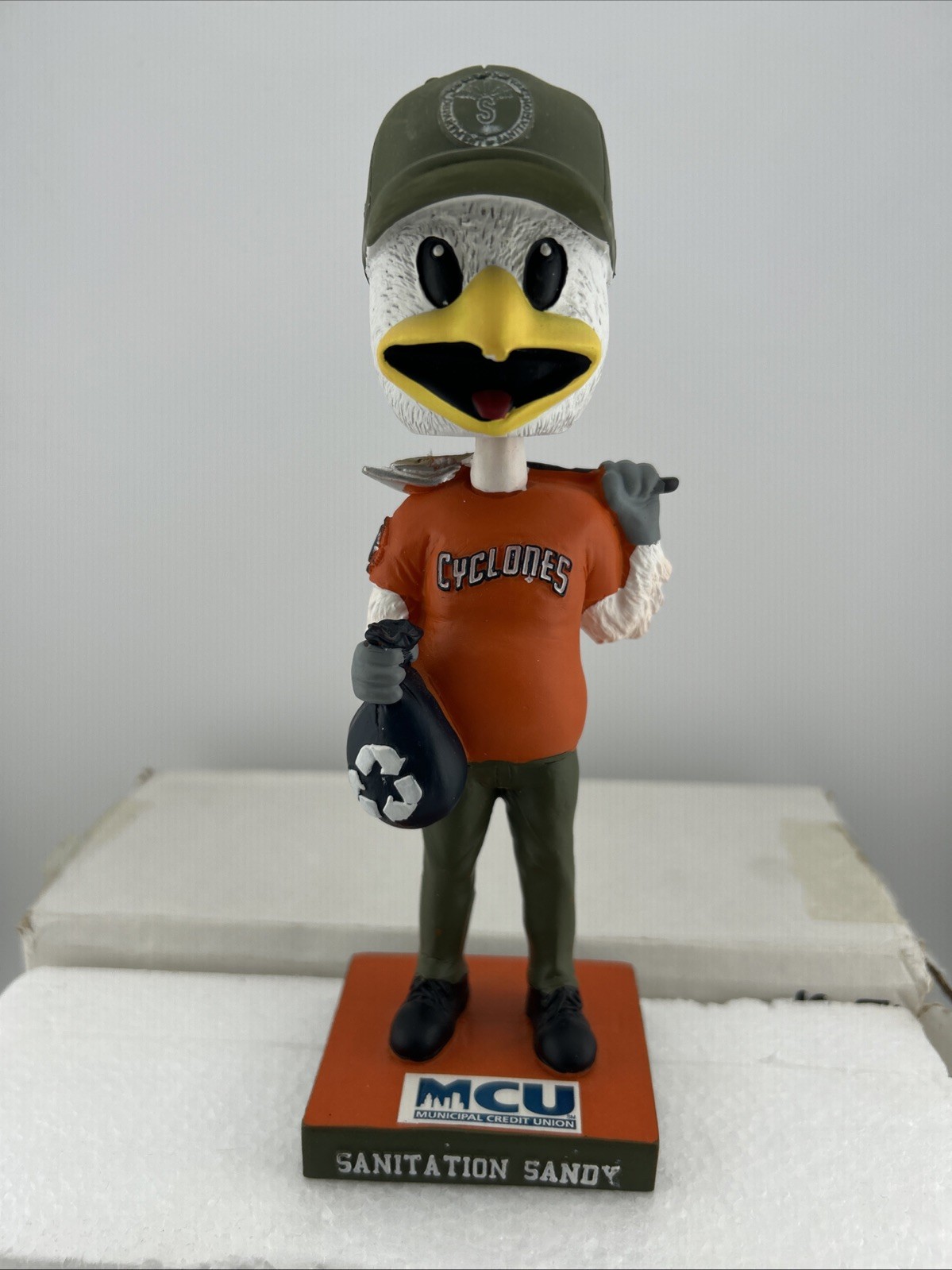 Sandy Mascot DSNY Brooklyn Cyclones SGA Bobblehead Mets John Franco Auto 2012 #1