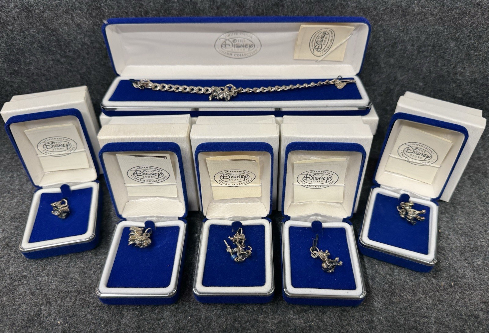 Sterling Silver DISNEY Charm Bracelet Complete Limited Edition 1994-95 Series