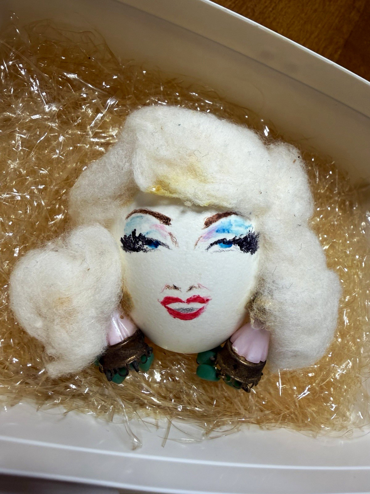 ✨Rare Mae West Estate Hand-Painted Egg Ornament Walt Disney w/ COA 1994