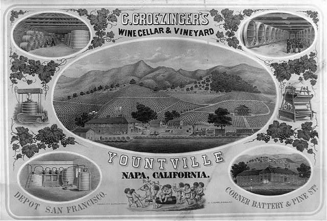Photo:Yountville Napa California 1900s G. Groezinger Wine Cellar Vineyard