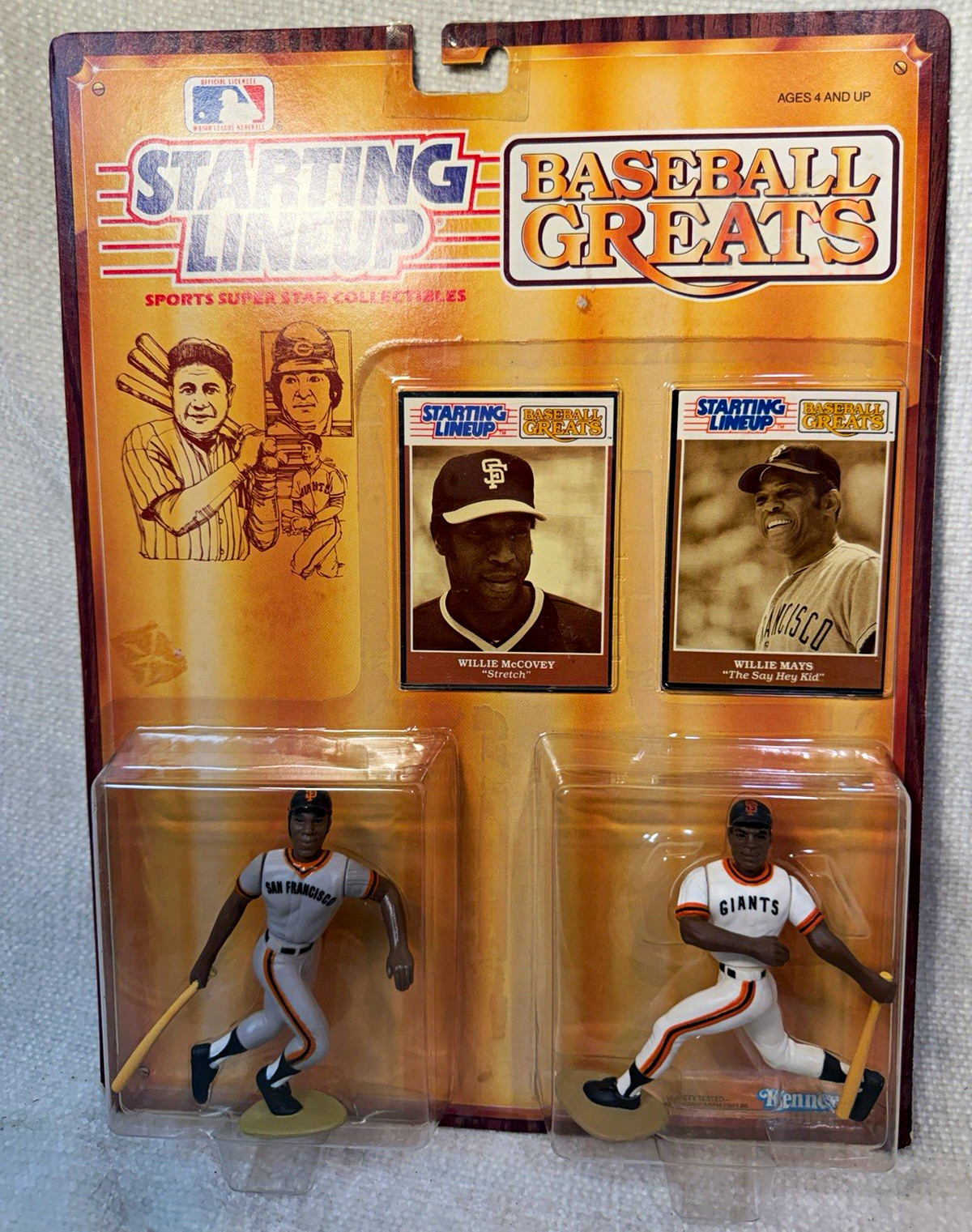 1989 Kenner Starting Lineup Baseball Greats Mays & McCovey 2 Figures w/ Cards