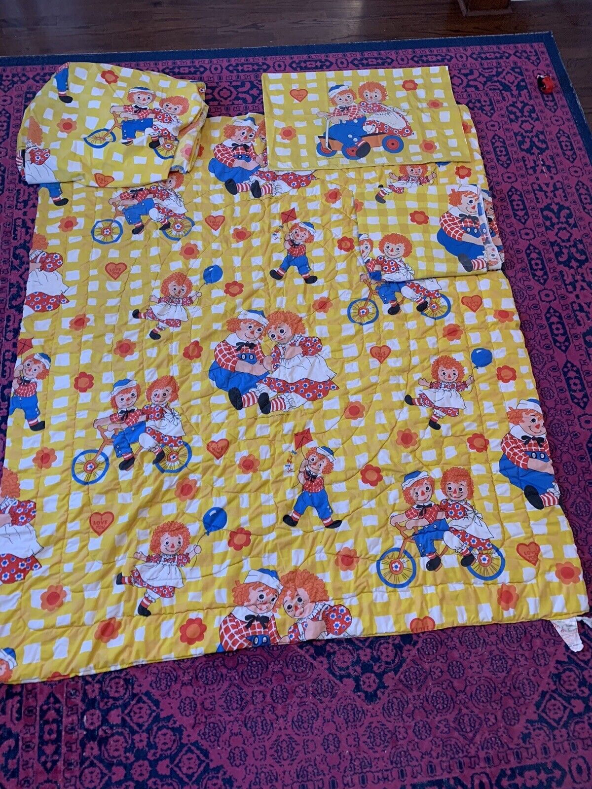 FULL SET VTG 70s BOBBS - MERRILL COM RAGGEDY ANN AND ANDY TWIN SIZE BEDDING