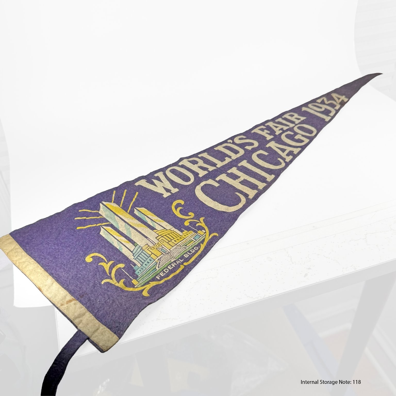Vintage 1934 Chicago World's Fair Century of Progress Pennant Federal Building