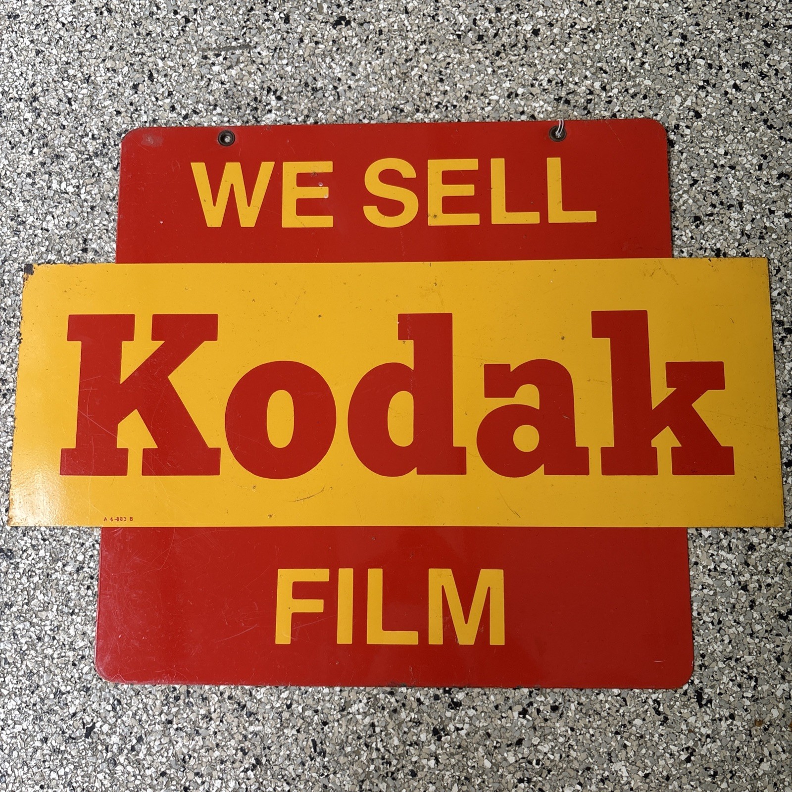 Vintage Kodak Porcelain Enamel Sign Double Sided 24” X 18” We Sell Kodak Film
