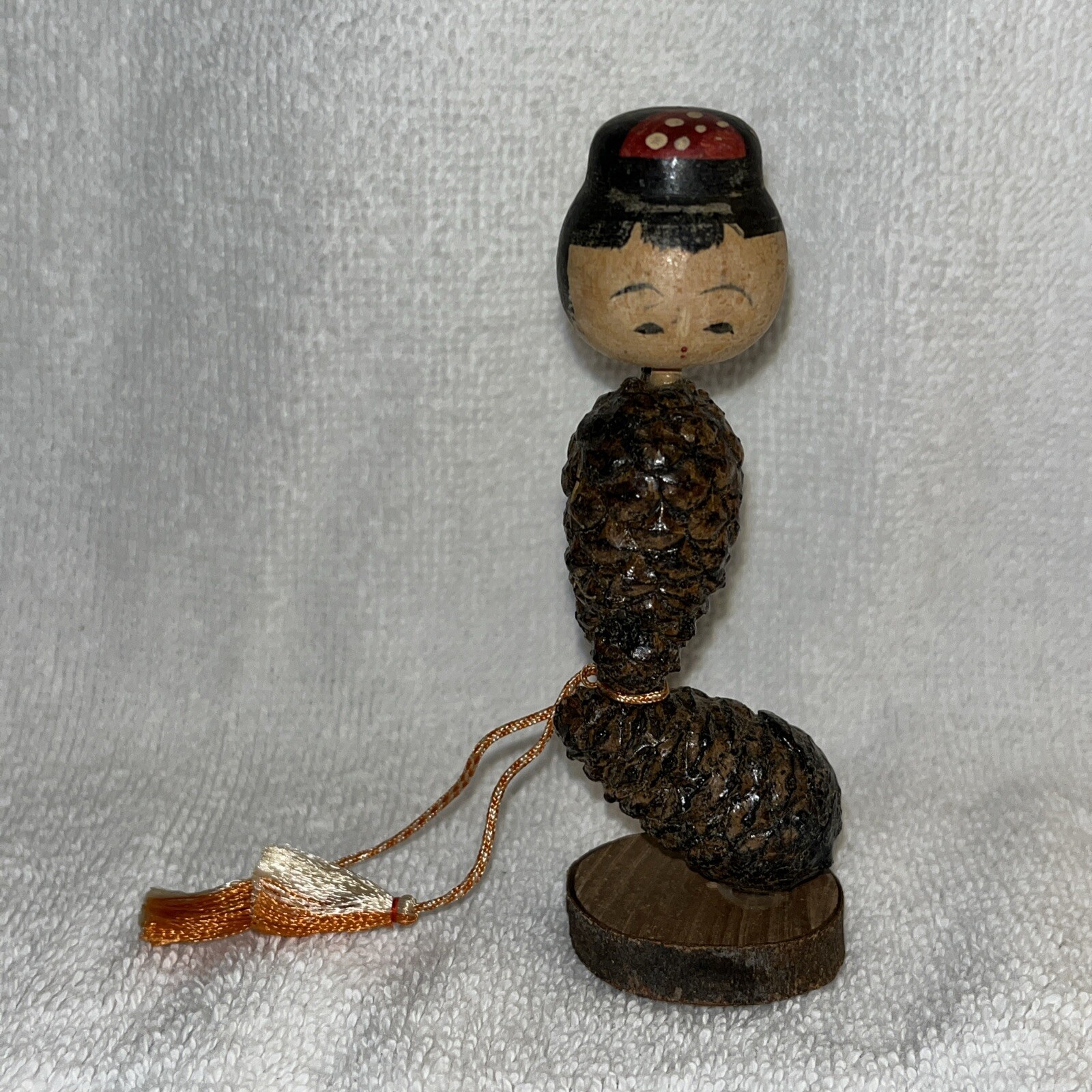 KOKESHI DOLL - RARE PINECONE - UNUSUAL HAND CARVED