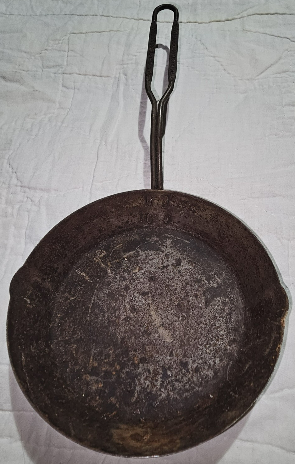 Antique White Grocery Home of Good Eats Advertising Cast Iron Skillet Pan