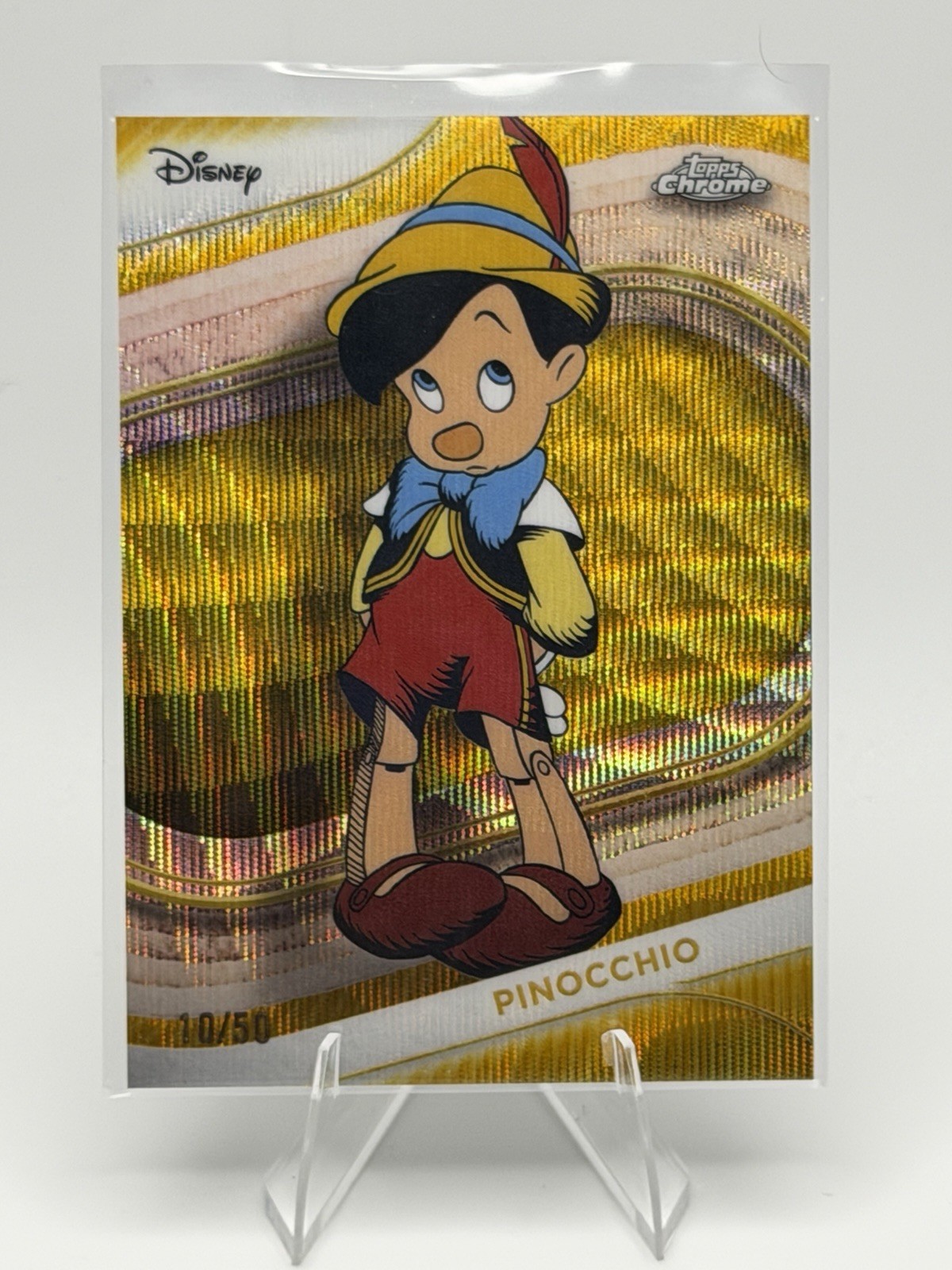 2025 Topps Chrome Disney Pinocchio Gold Wave Refractor #/50
