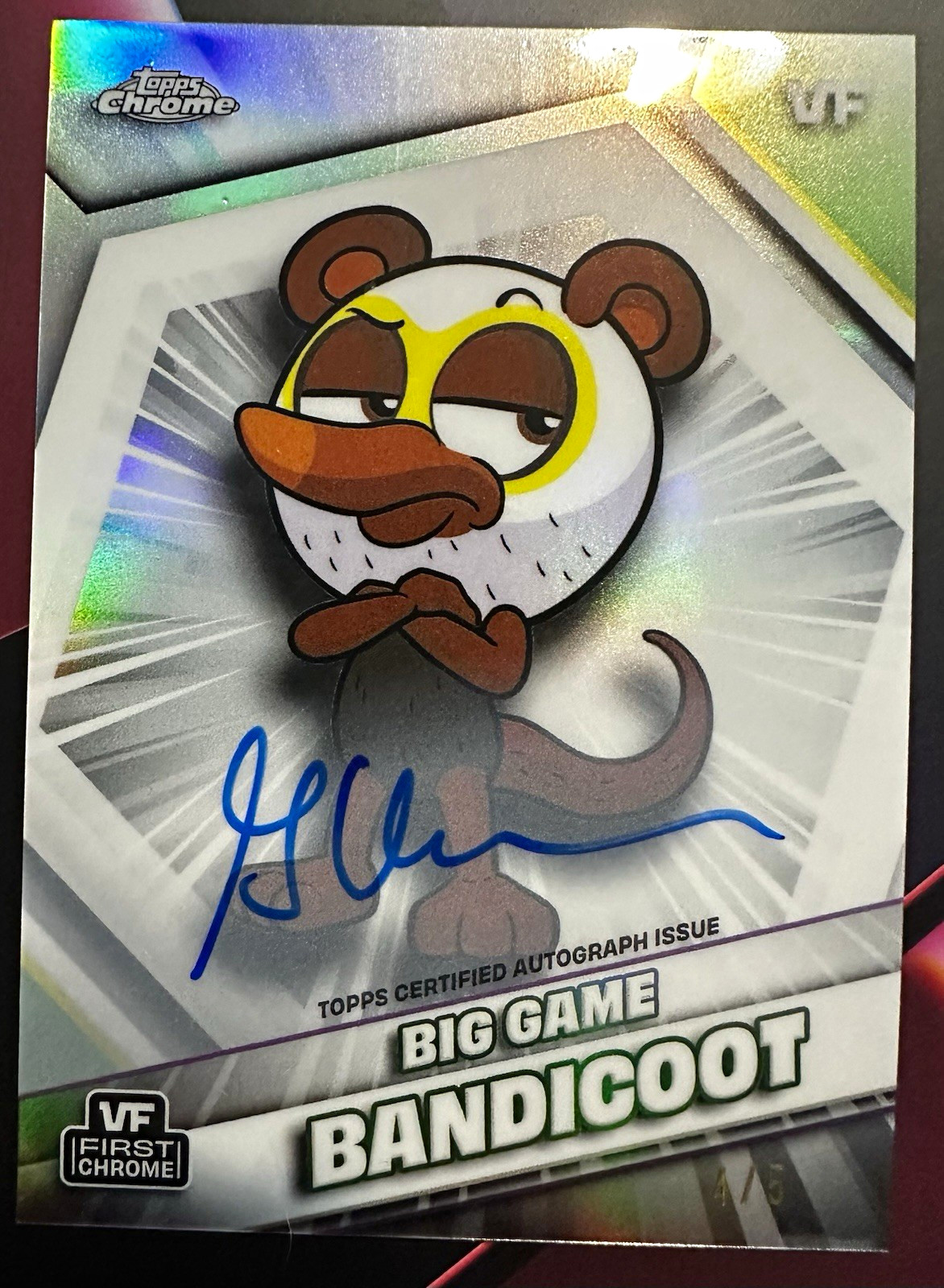 *Signed*2026 Topps Chrome VeeFriends Big Game Bandicoot #33 Auto 4/5 Print Run 5