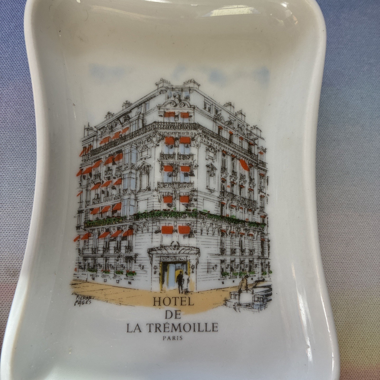 Vintage Hotel De La Tremoille Paris France porcelain dish ashtray Pillivuyt Vintage Hotel De La Tremoille Paris France porcelain dish ashtray Pillivuyt