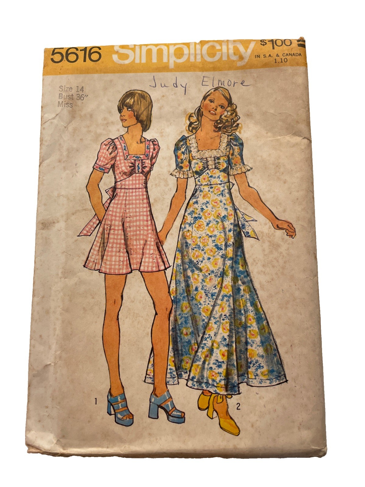 VTG Simplicity 5616 Misses Dress Size 14 36”bust 