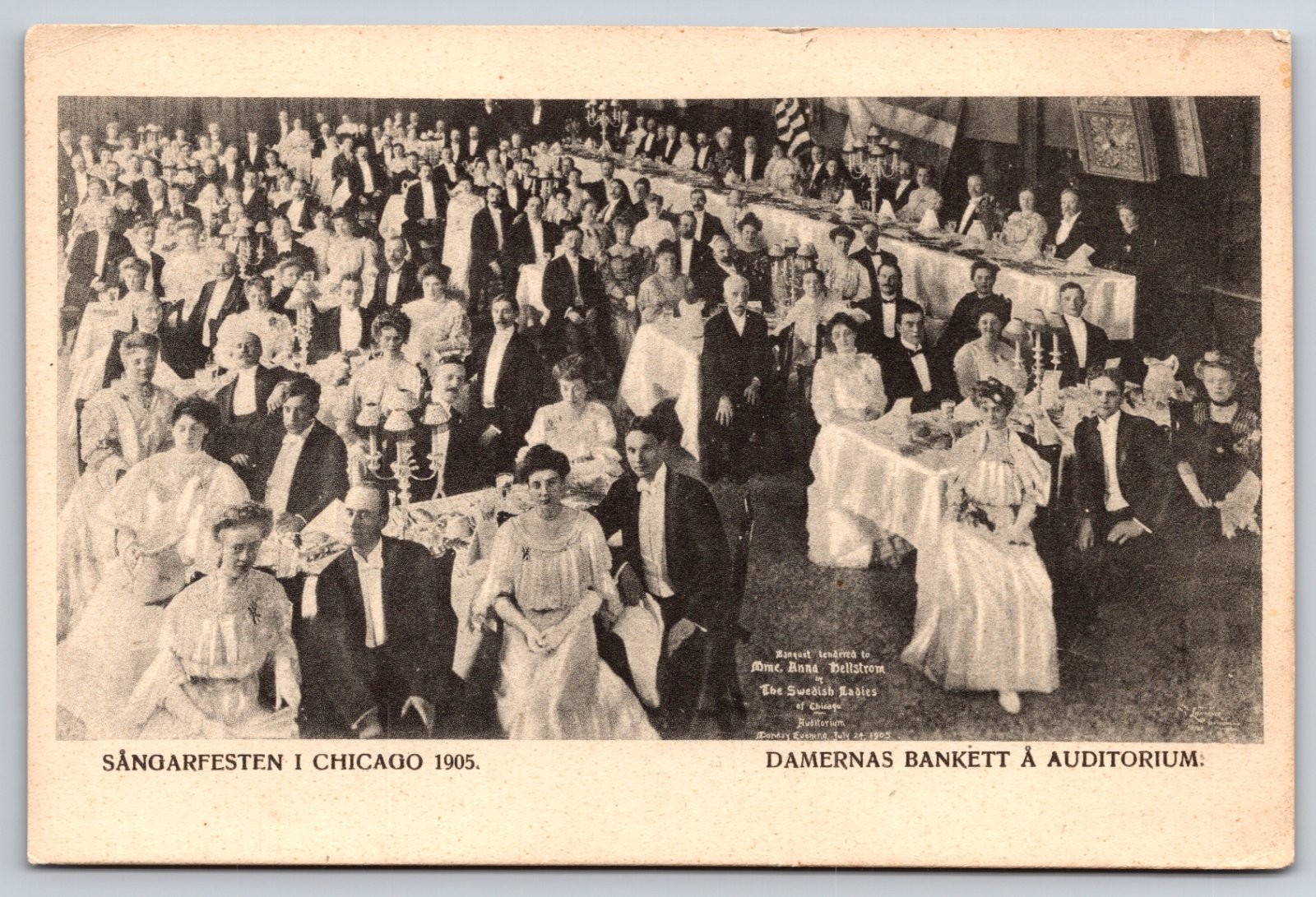 Chicago Illinois Auditorium Swedish Women\'s Banquet 1905 Postcard