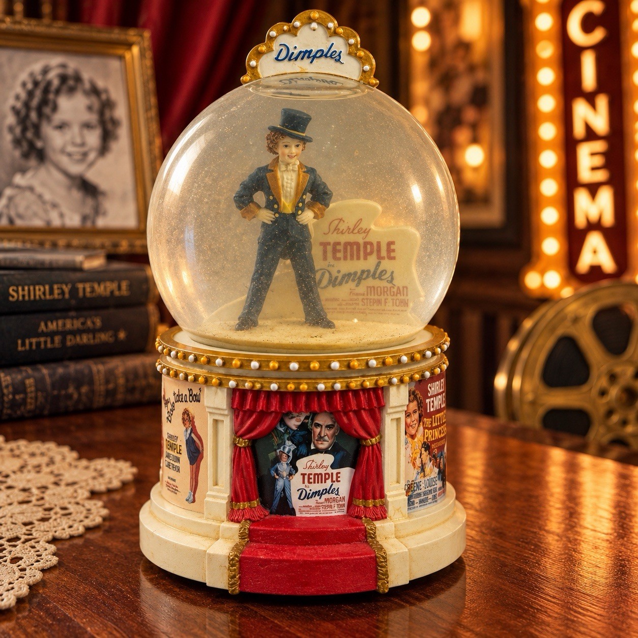 Shirley Temple Dimples Musical Snow Globe Westland 6683 2000 Tested Works EUC